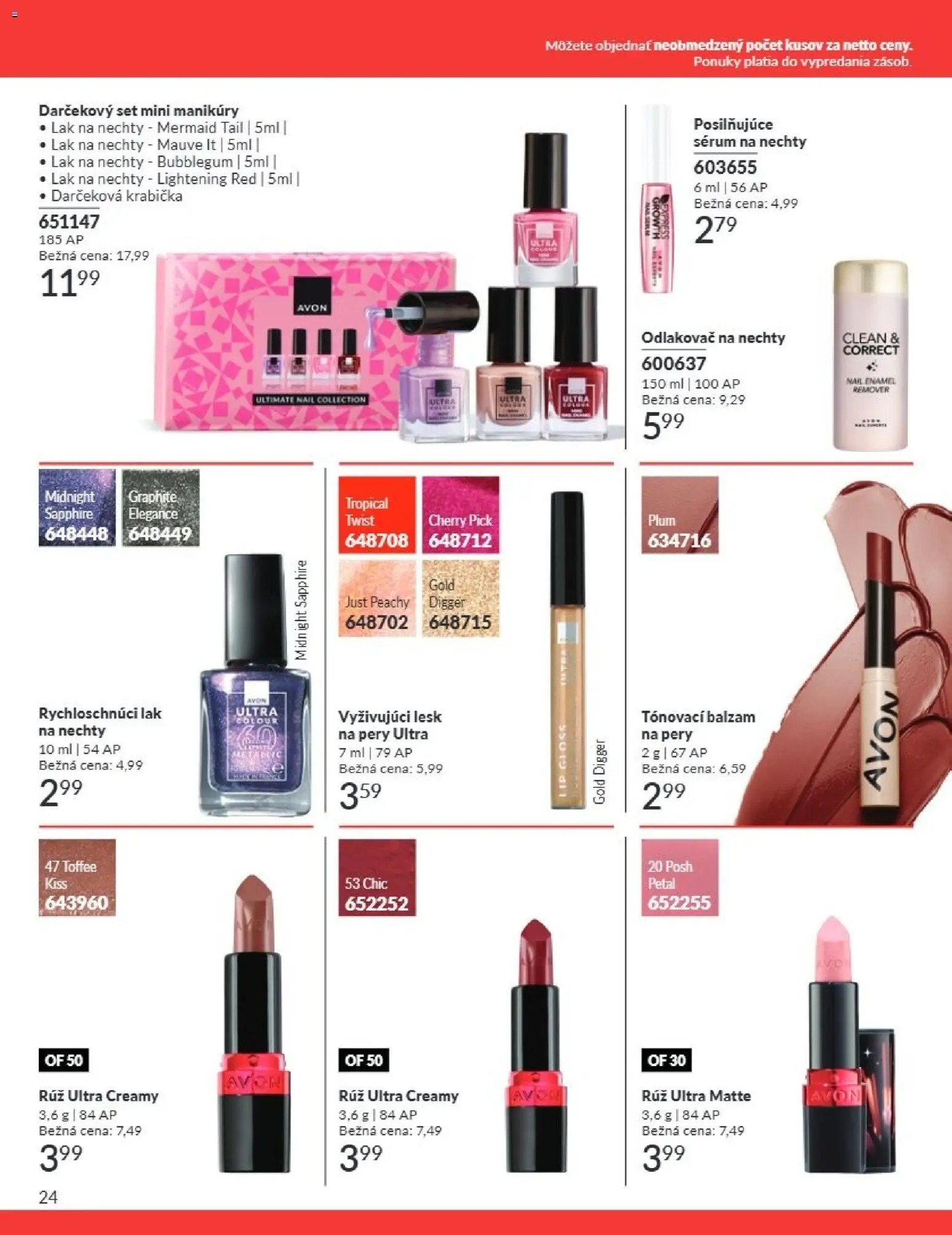 Nové Avon akcie – leták je platný od 01.07.2026 | Strana: 24 | Produkty: Lak na nechty
