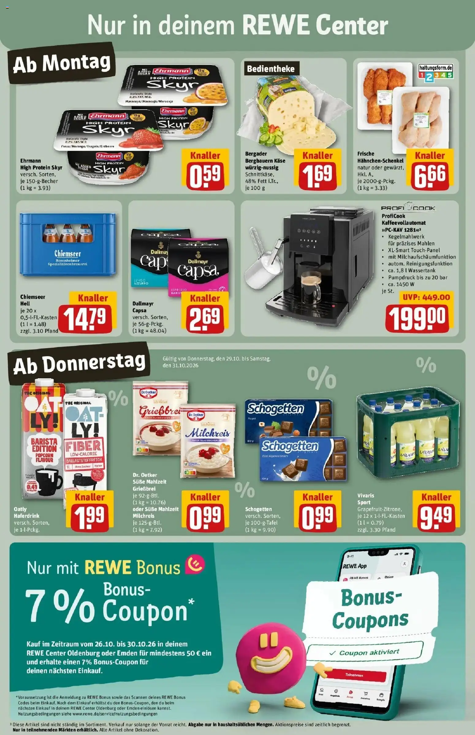 REWE Prospekt ab 26.10.2026 zum Blättern » Angebote | Seite: 3 | Produkte: Käse, Skyr, Dallmayr, Oatly