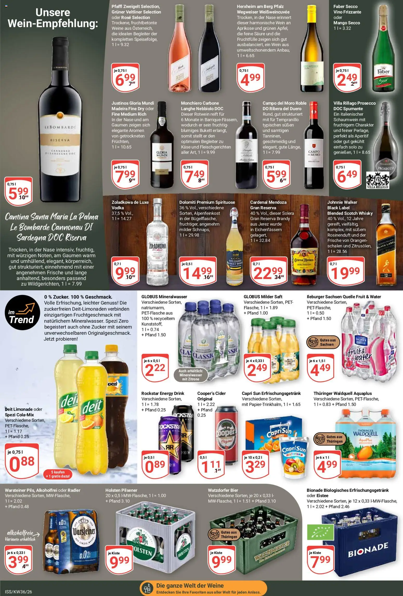 Globus Prospekt – gültig ab 31.08.2026 | Seite: 18 | Produkte: Energy, Rotwein, Orangen, Mineralwasser