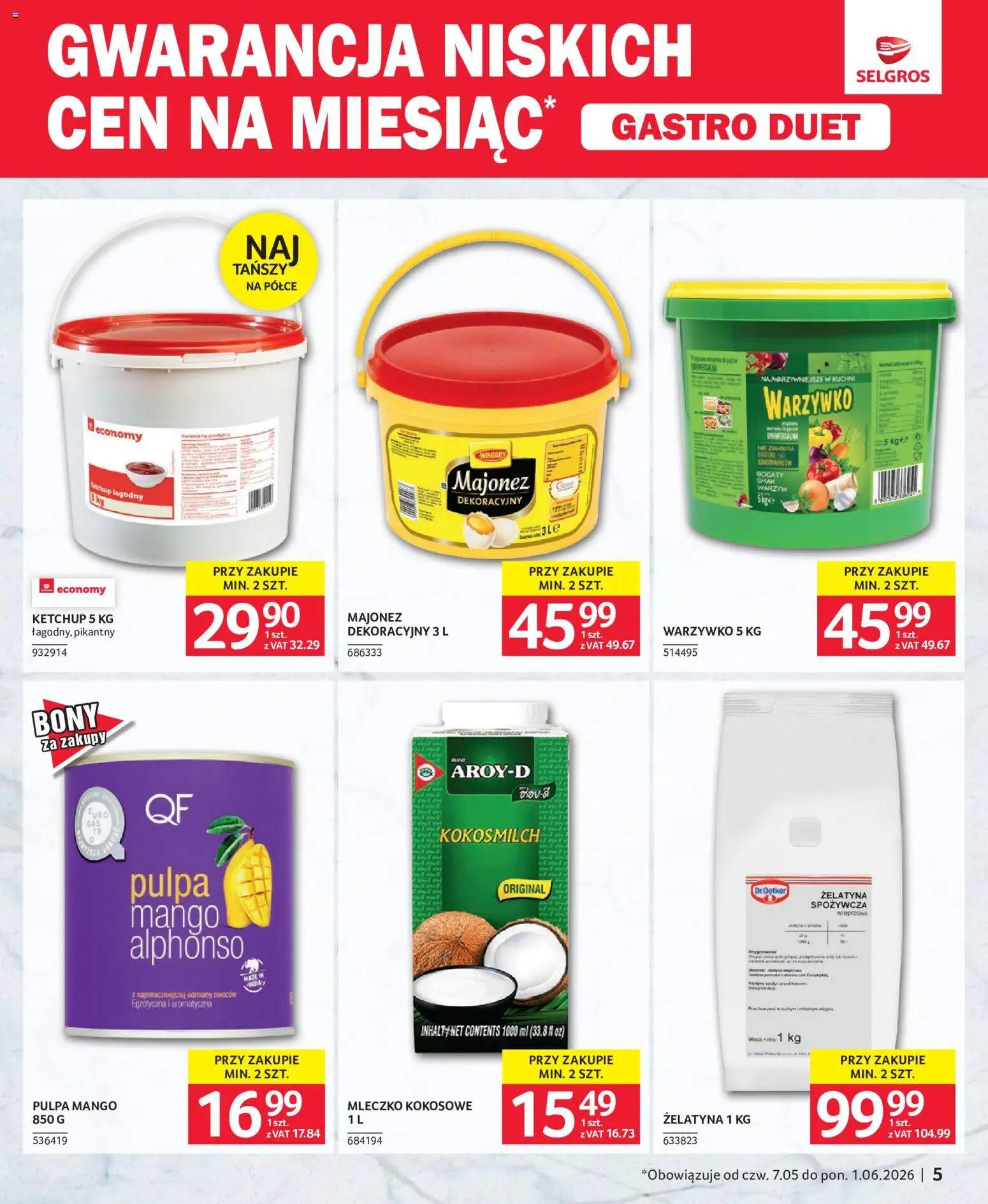 Selgros cash&carry gazetka - Gastro Duet od 21.05.2026 | Strona: 5 | Produkty: Mango, Ketchup, Żelatyna, Mleczko kokosowe