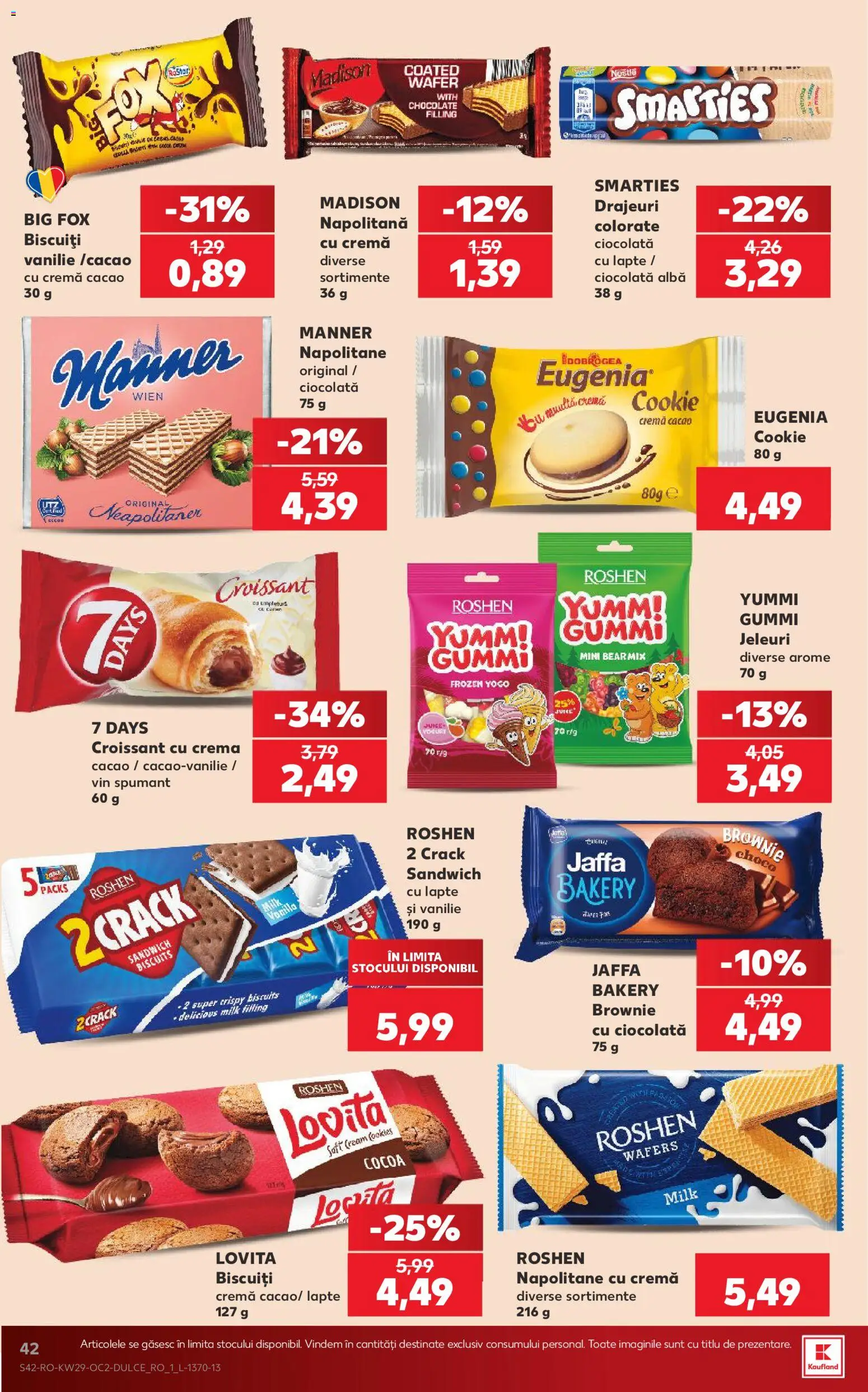 Noul catalog Kaufland – valabil de la 15.07.2026 | Pagină: 42 | Produse: Croissant, Napolitane, Cacao, Biscuiți