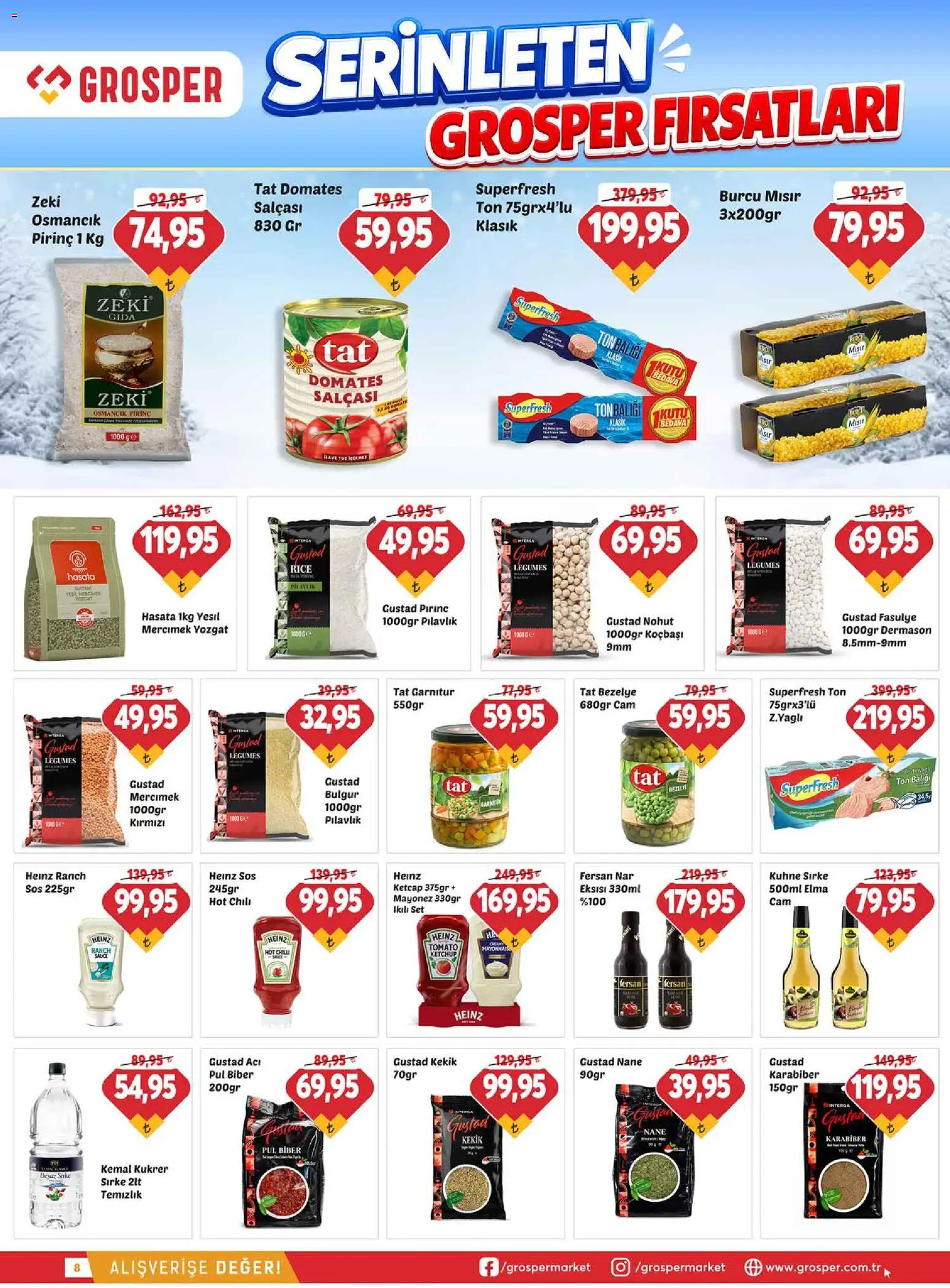 Grosper Katalog - 01 Temmuz 2026 tarihinden itibaren geçerlidir | Sayfa: 8 | Ürünler: Kekik, Bezelye, Ton balığı, Nane
