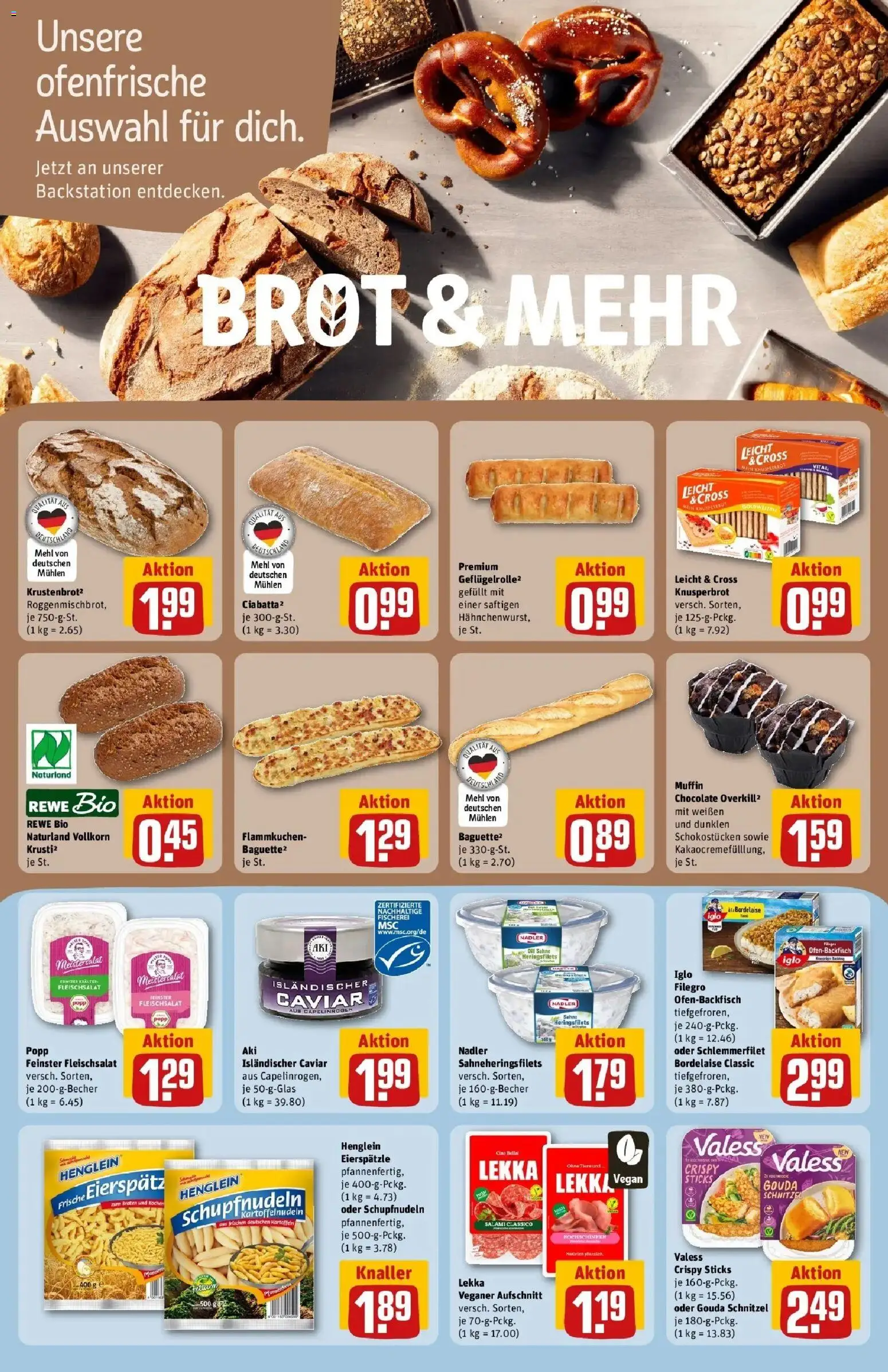 REWE Prospekt ab 05.10.2026 zum Blättern » Angebote | Seite: 14 | Produkte: Mehl, Schnitzel, Salami, Sahne