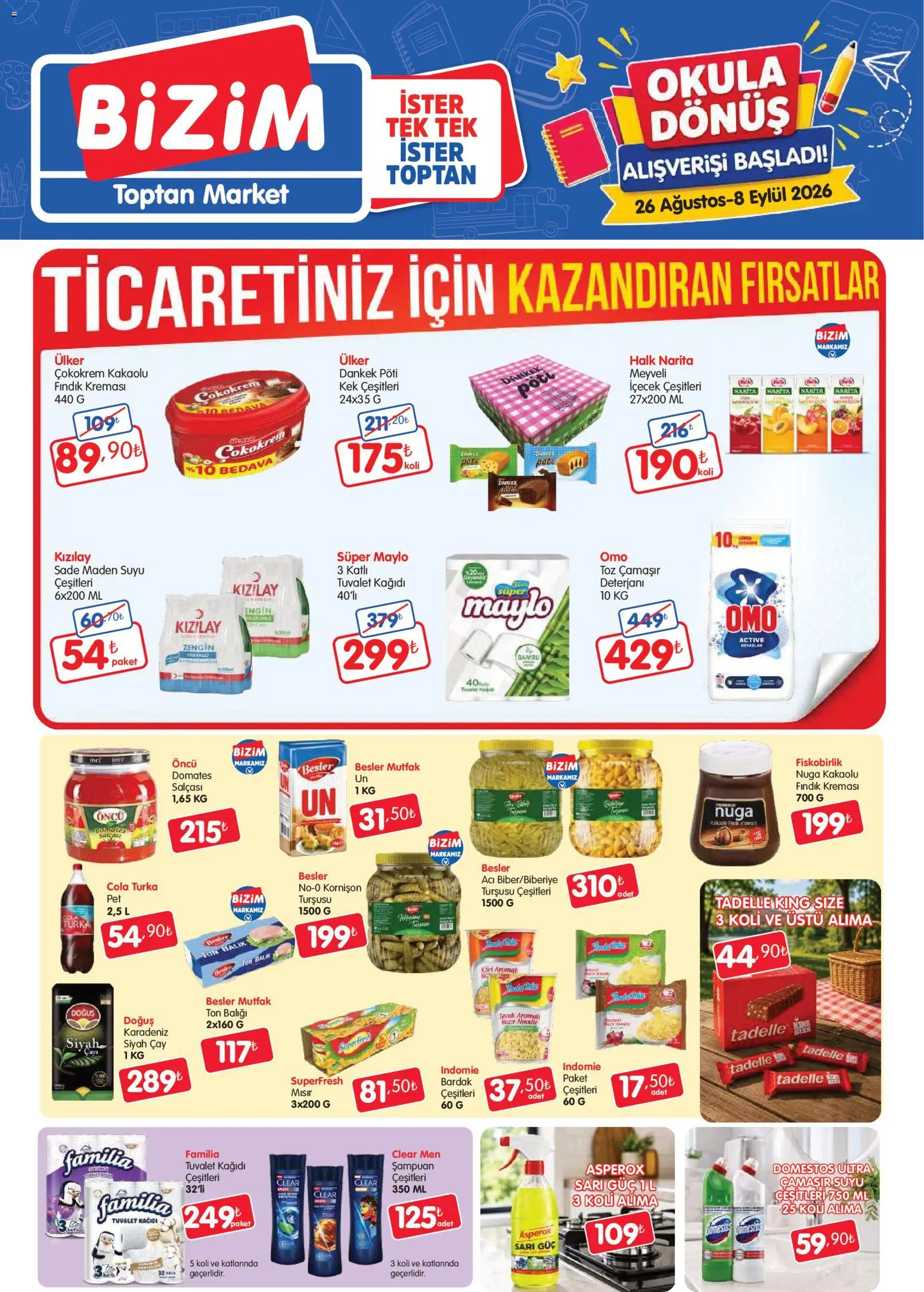 Bizim Toptan - Geleneksel kanal kataloğu - 26 Ağustos 2026 tarihinden itibaren geçerlidir | Sayfa: 1 | Ürünler: Domates, Balık, Çay, Ton balığı