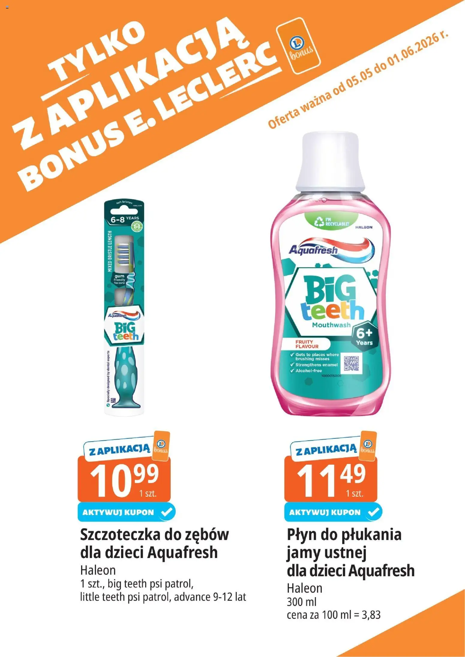 E.Leclerc gazetka - Wrocław kupony dodatkowe od 25.05.2026 | Strona: 14 | Produkty: Szczoteczka do zębów