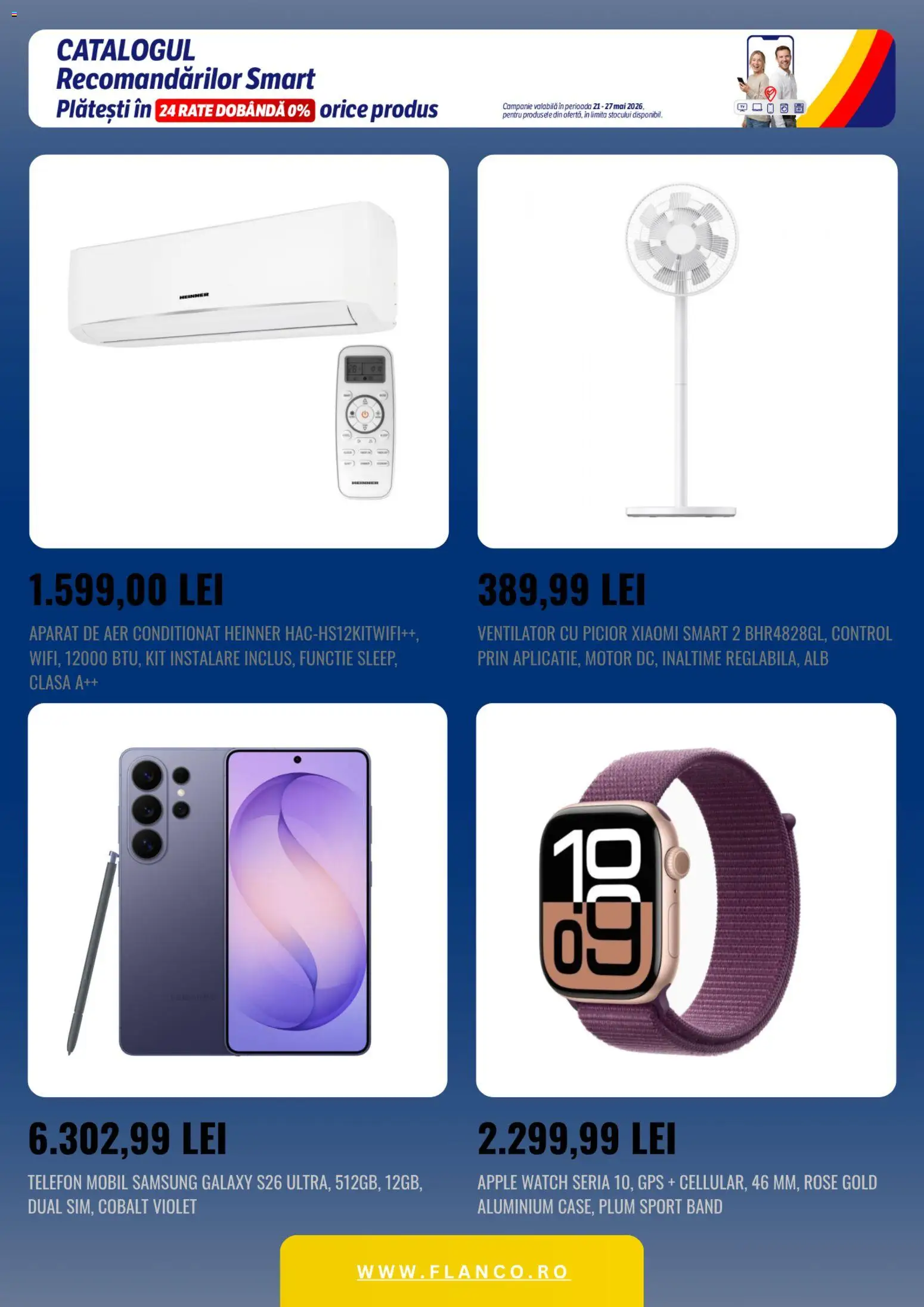 Noul catalog Flanco – valabil de la 21.05.2026 | Pagină: 3 | Produse: Telefon, Aer Condiționat, Ventilator, Apple