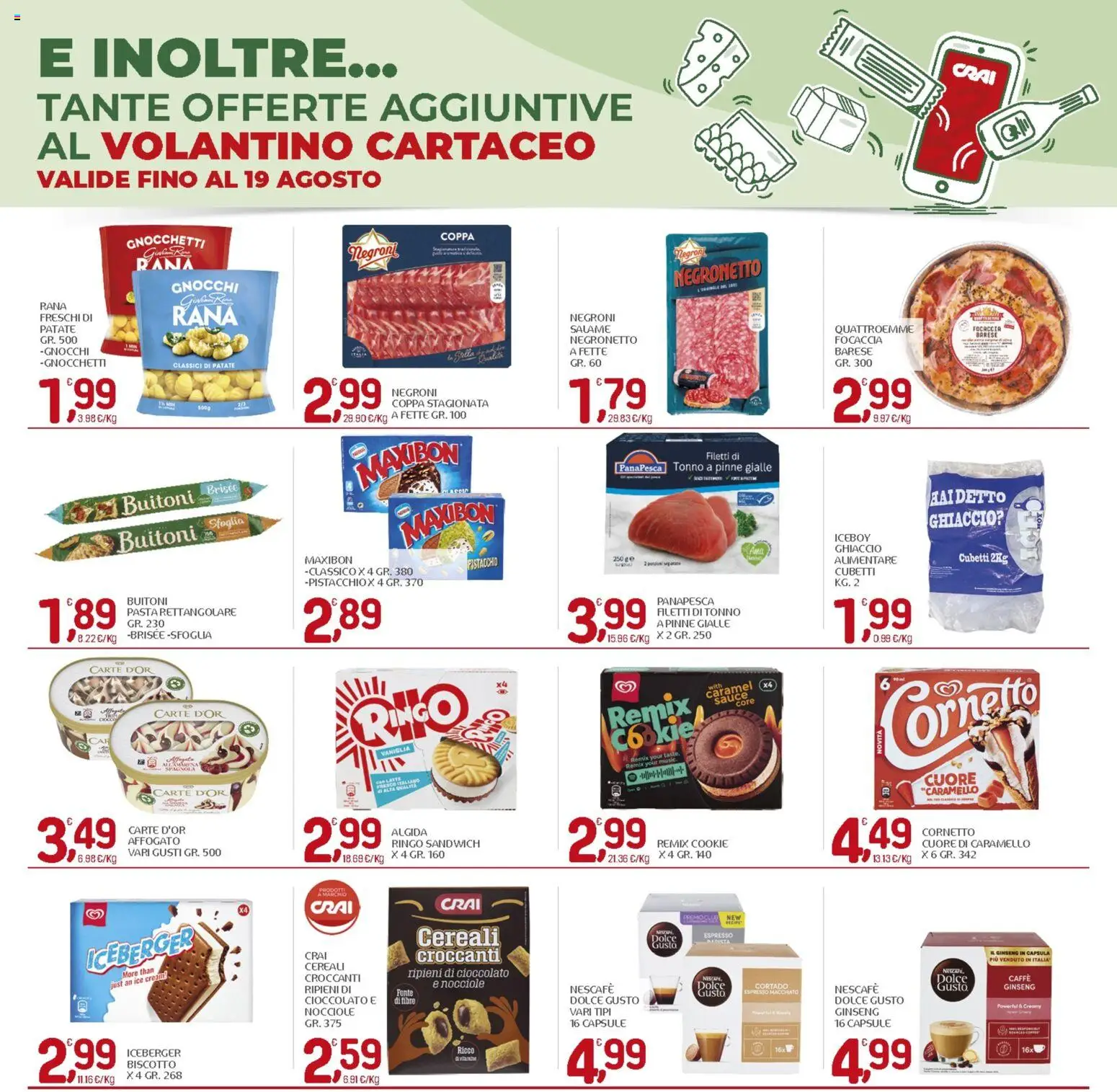 Volantino CRAI del 06/08/2026 | Pagina: 13 | Prodotti: Cioccolato, Cornetto, Patate, Nocciole