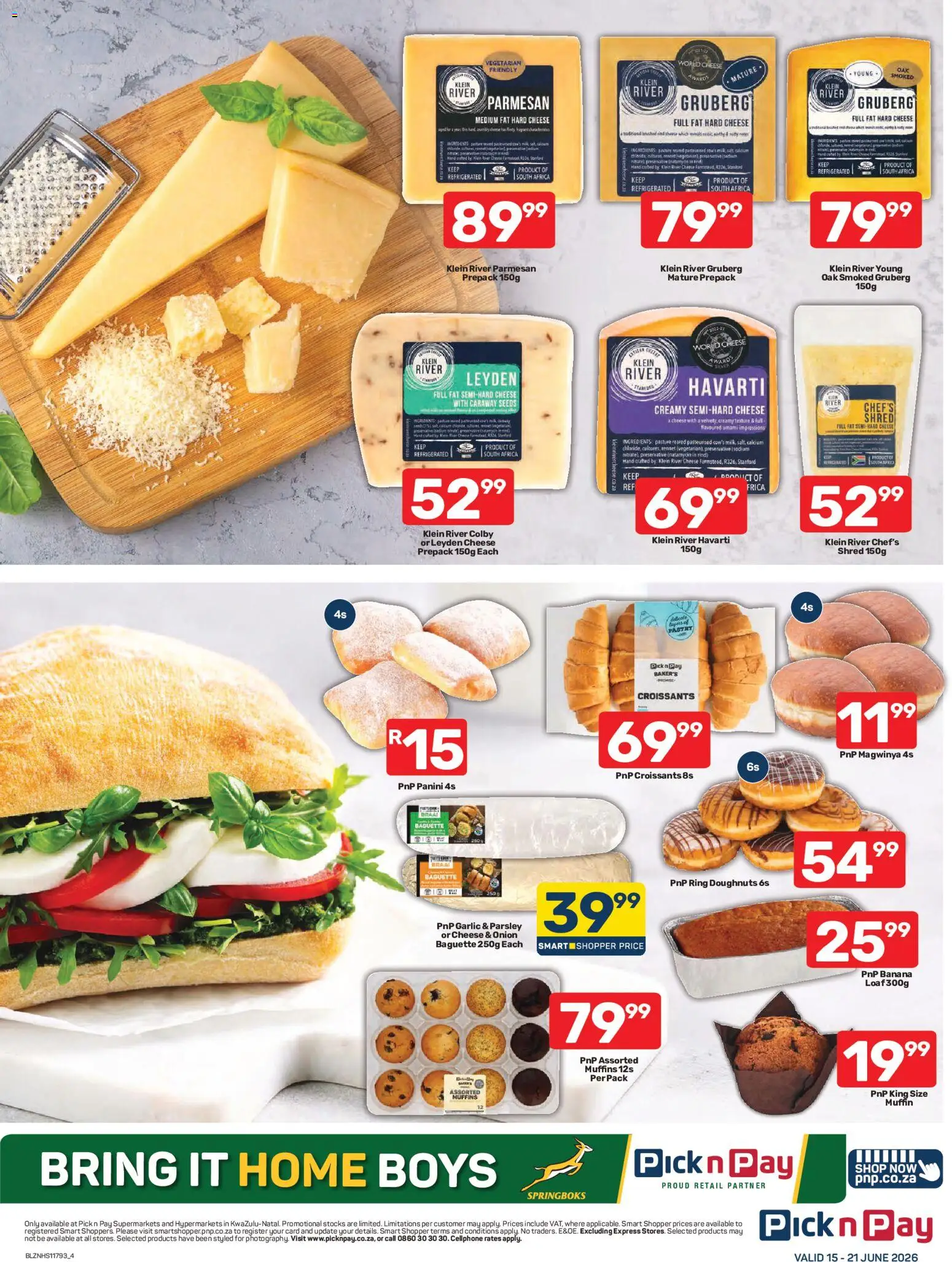 New Pick n Pay catalogue – valid from 15.06.2026 | Page: 4 | Products: Muffins, Cheese, Preservative, Garlic