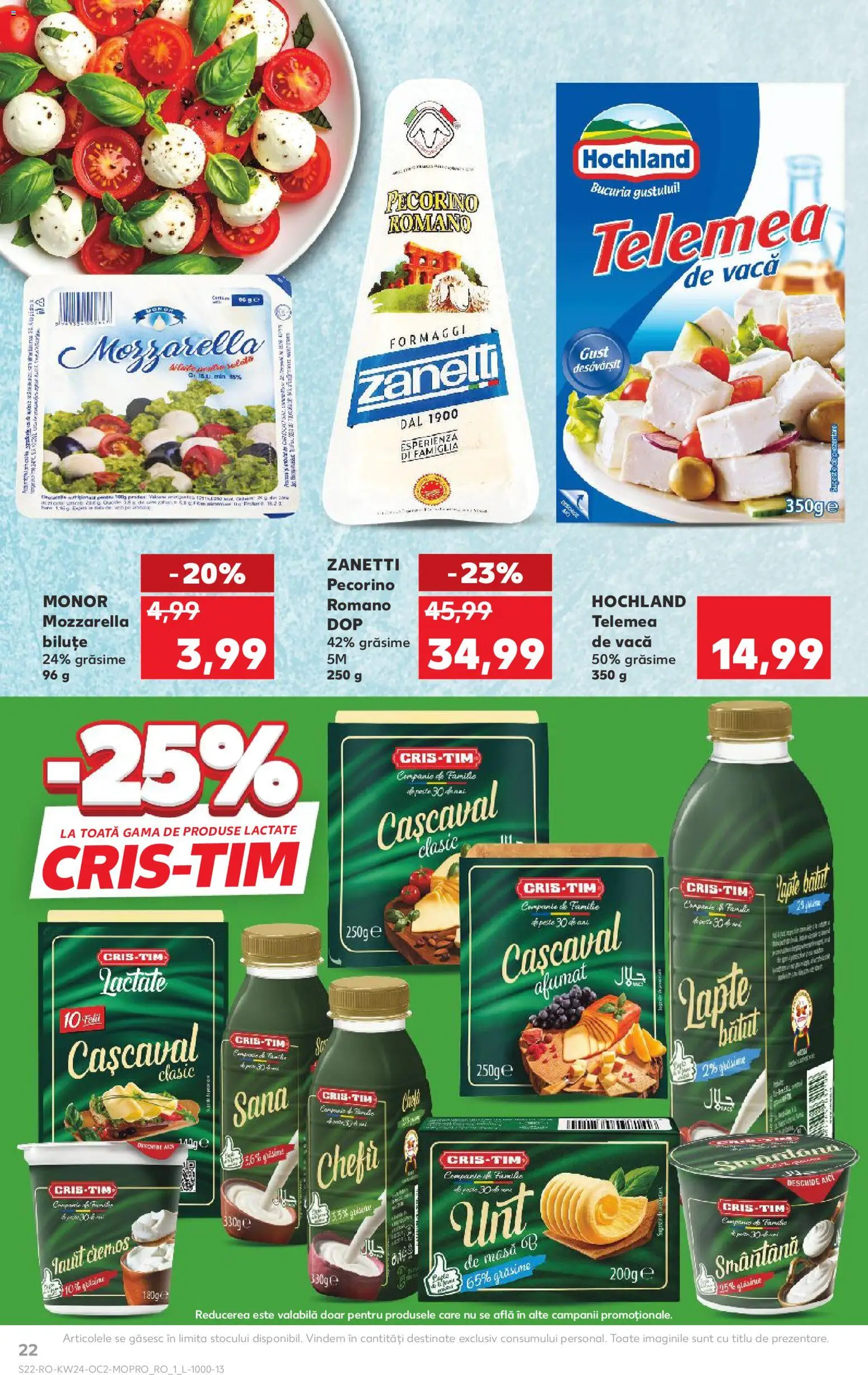 Noul catalog Kaufland – valabil de la 10.06.2026 | Pagină: 22 | Produse: Unt, Iaurt, Paste, Smântână