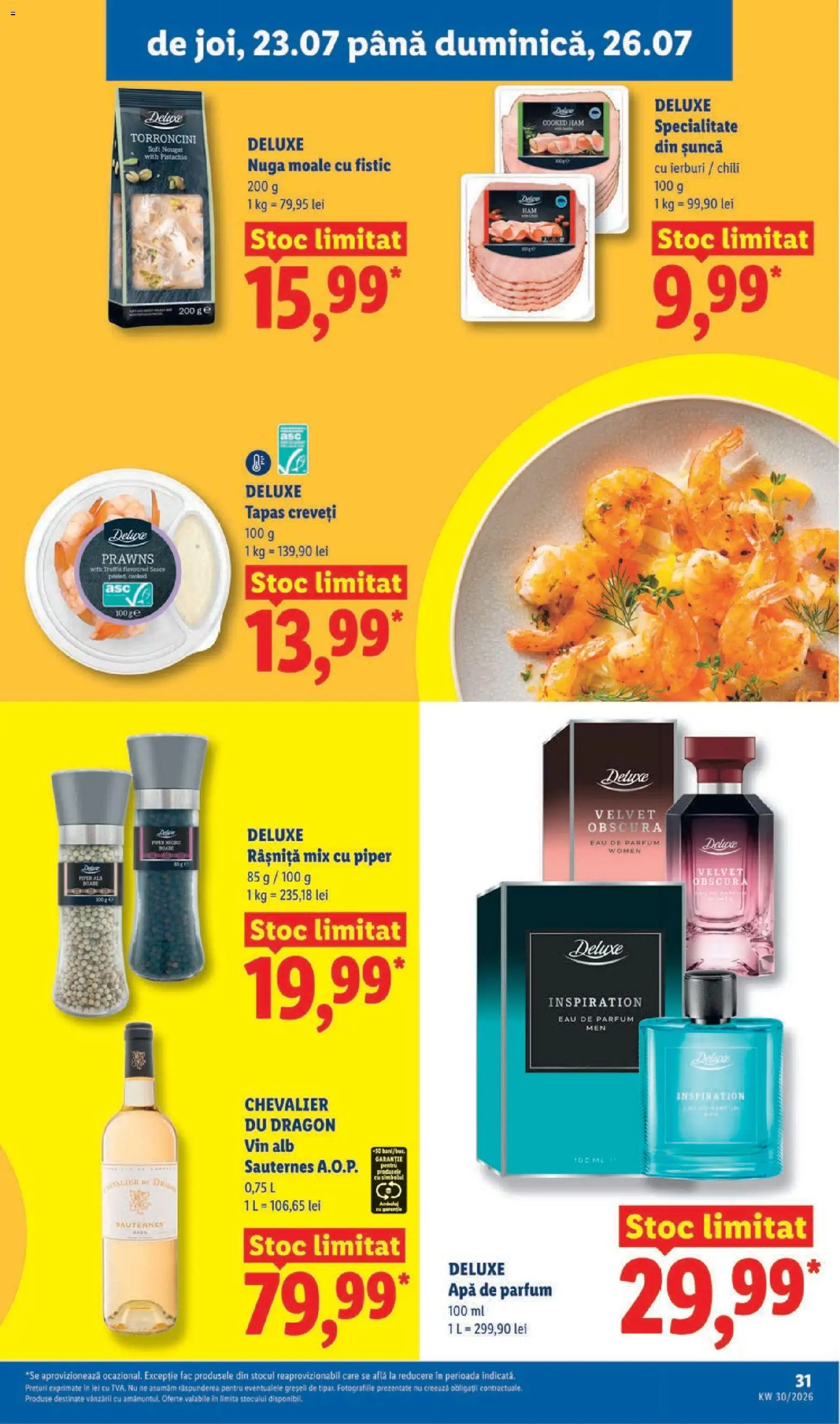Noul catalog Lidl – valabil de la 20.07.2026 | Pagină: 31 | Produse: Vin, Fistic, Apă, Piper