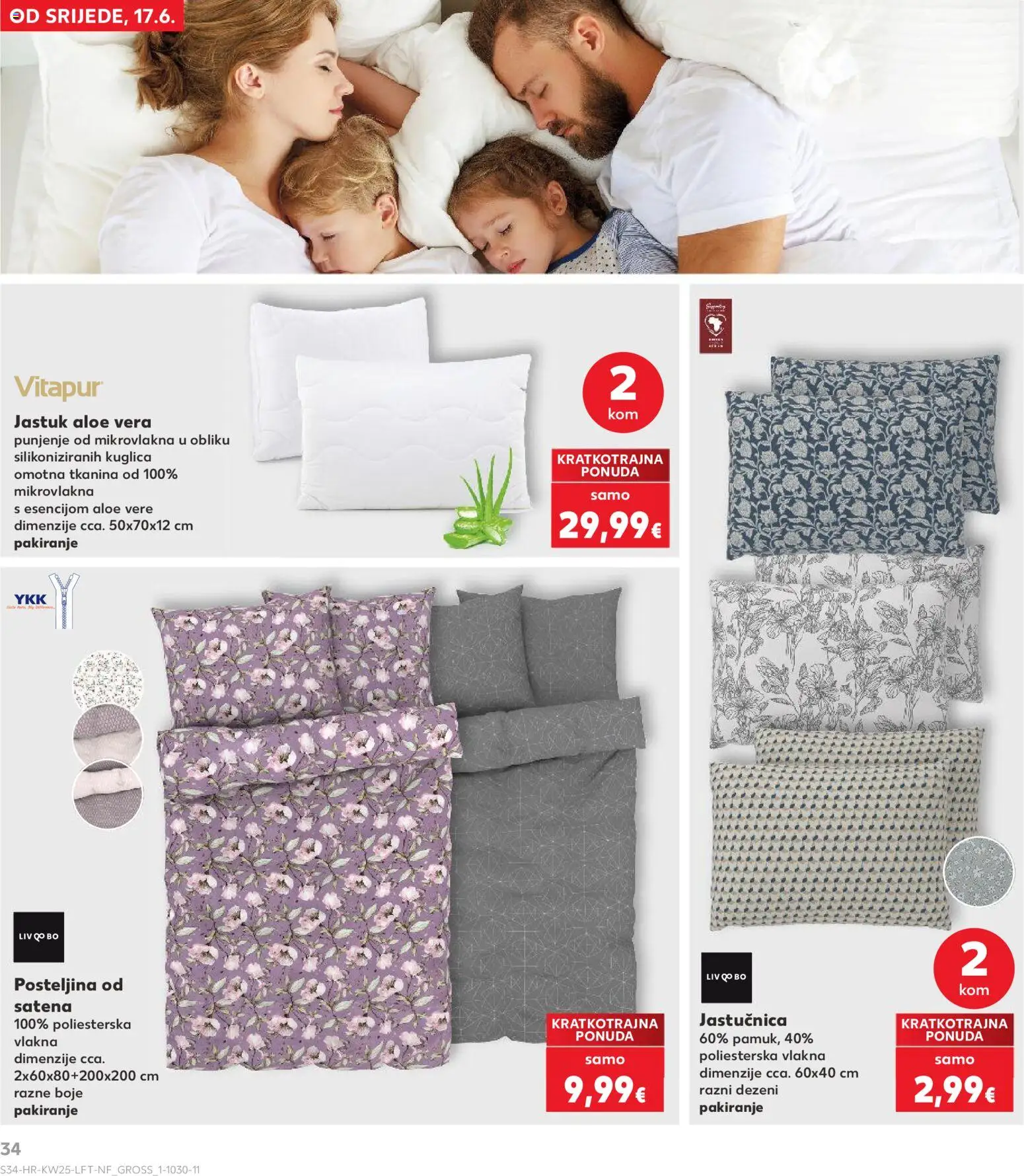 Kaufland katalog | vrijedi od 17.06.2026 | Stranica: 34 | Proizvodi: Jastuk, Jastučnica, Posteljina