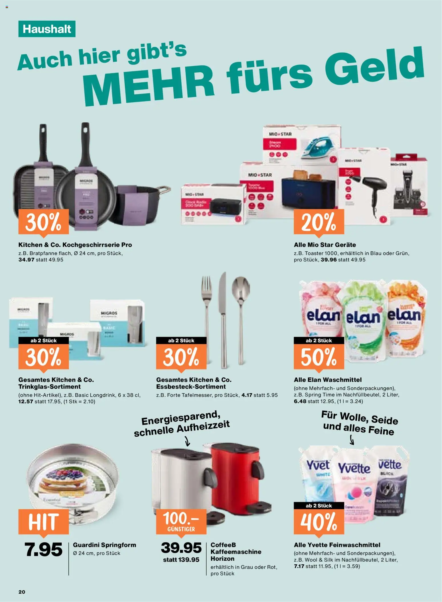 Migros aktionen – gültig ab 28.05.2026 | Seite: 20 | Produkte: Toaster, Waschmittel, Kaffeemaschine