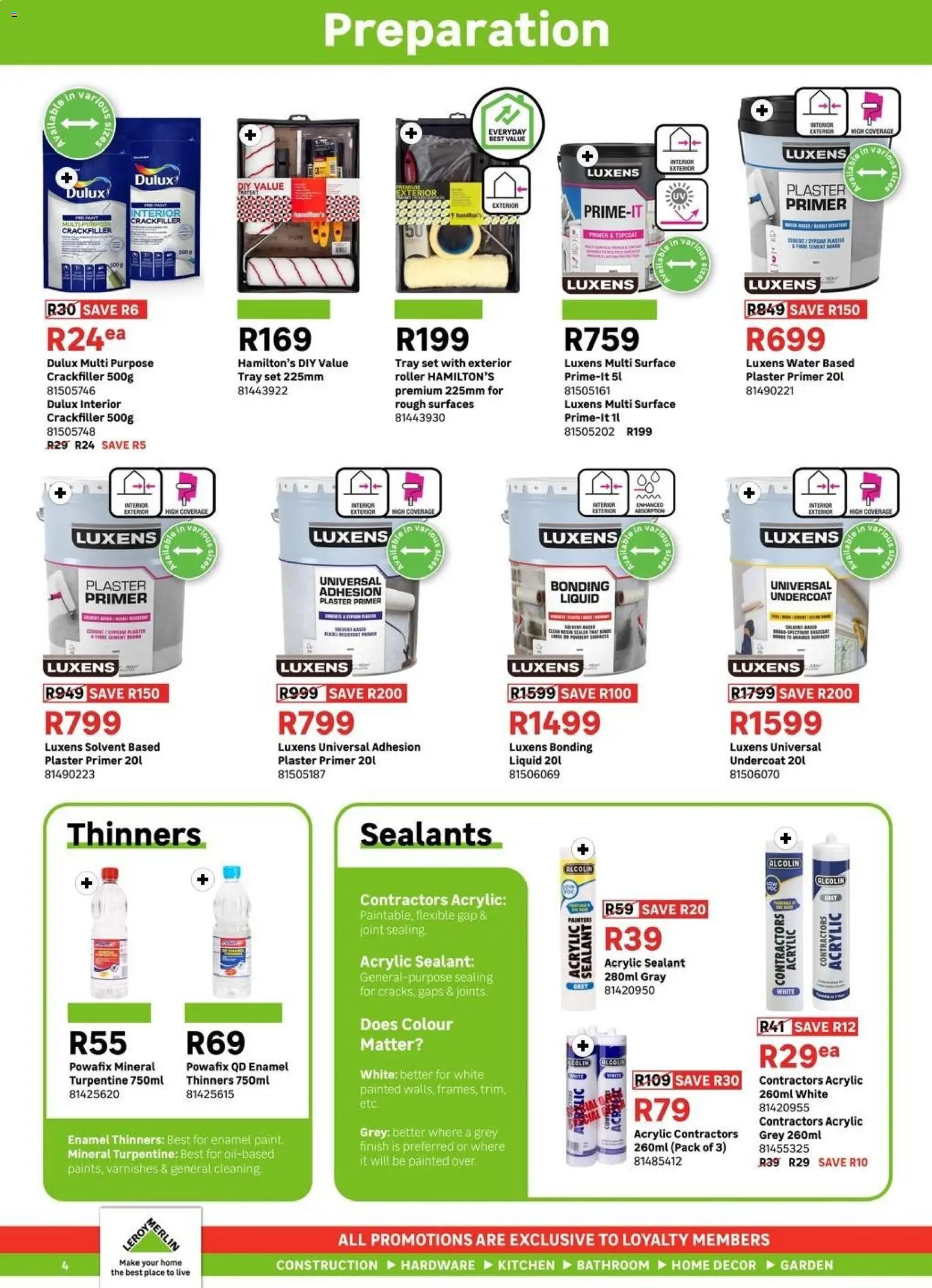 New Leroy Merlin catalogue – valid from 21/08/2026 | Page: 4 | Products: Primer, Tray, Plaster primer, Plaster