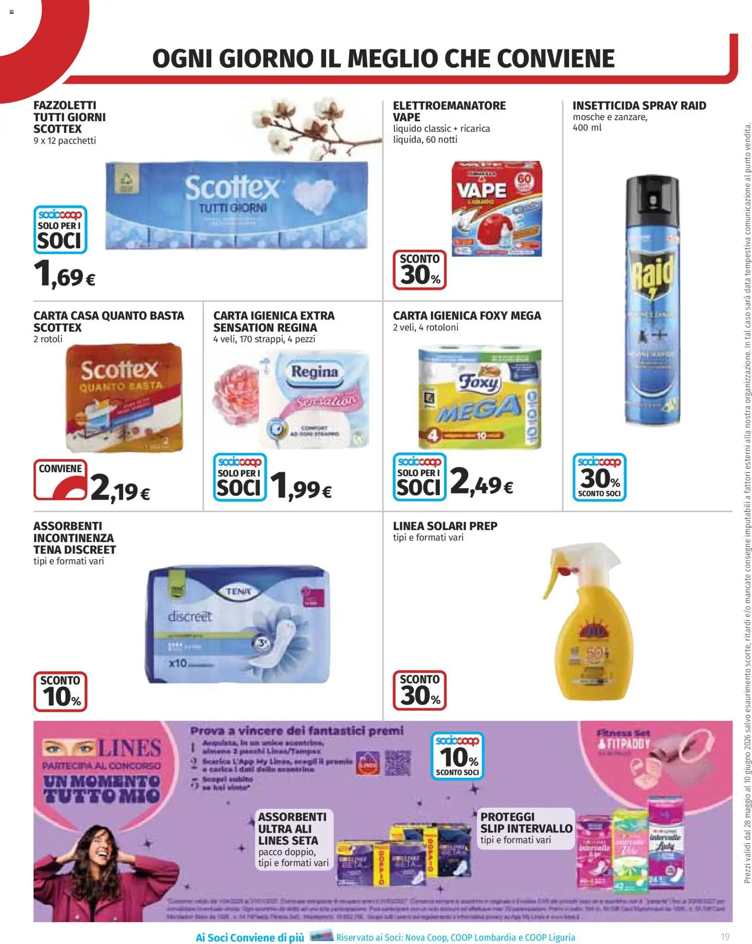 Volantino COOP del 28.05.2026 | Pagina: 19 | Prodotti: Carta igienica, Fazzoletti, Data, Insetticida