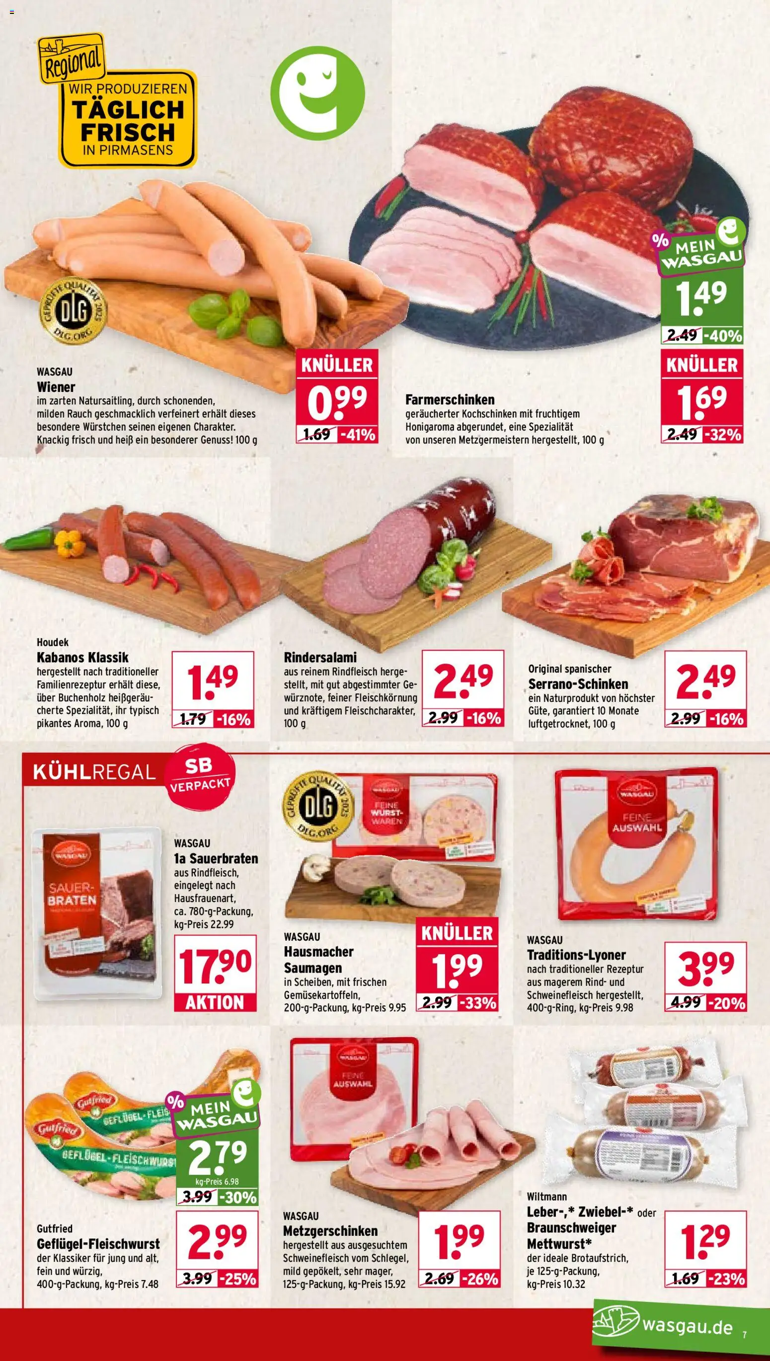 Wasgau Prospekt – gültig ab 14.09.2026 | Seite: 7 | Produkte: Wurst, Schweinefleisch, Rindfleisch