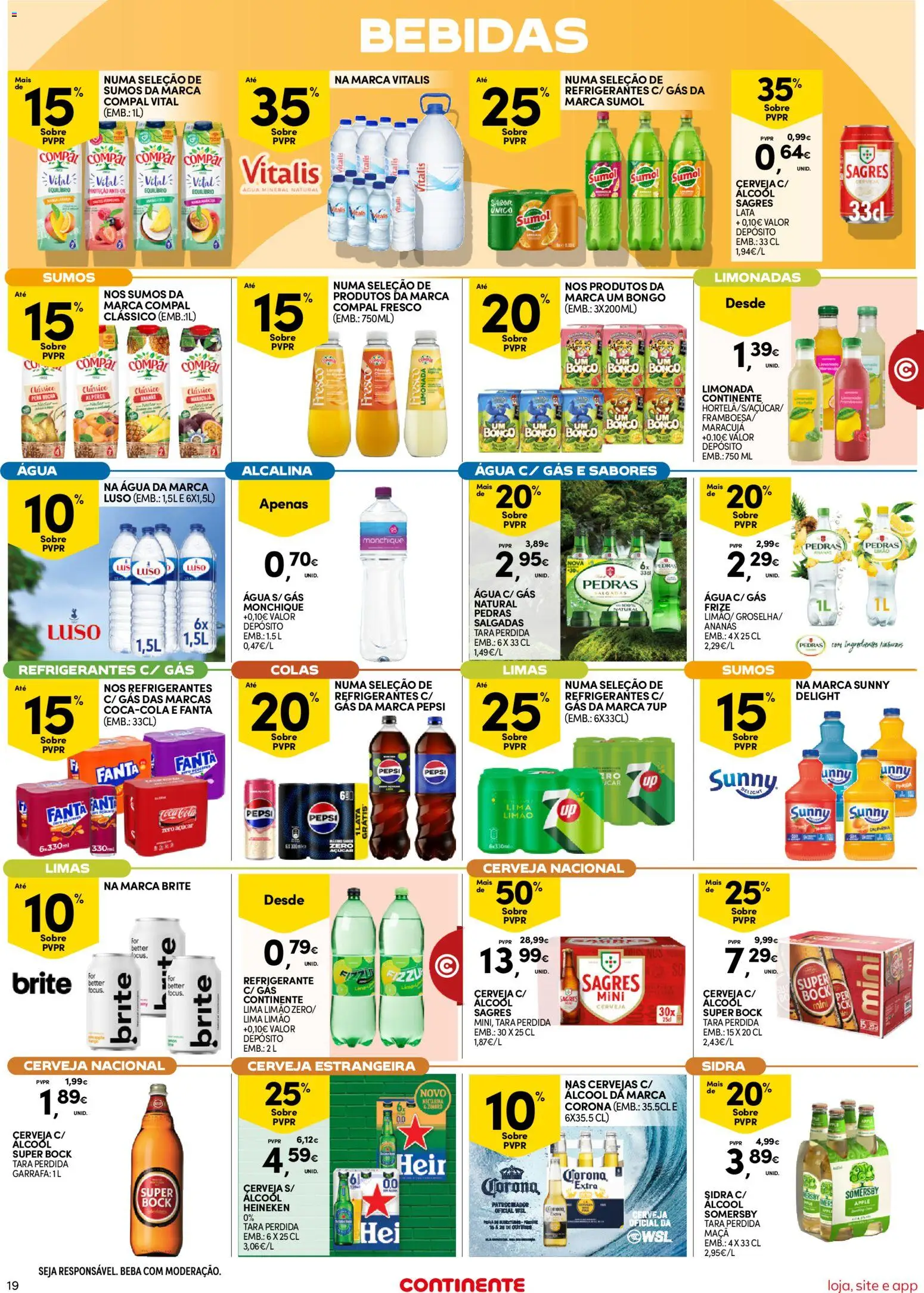 Continente folheto Bom Dia │ válido de 20/10/2026 | Página: 19 | Produtos: Refrigerante, Pepsi Zero, Bebidas, Limonada