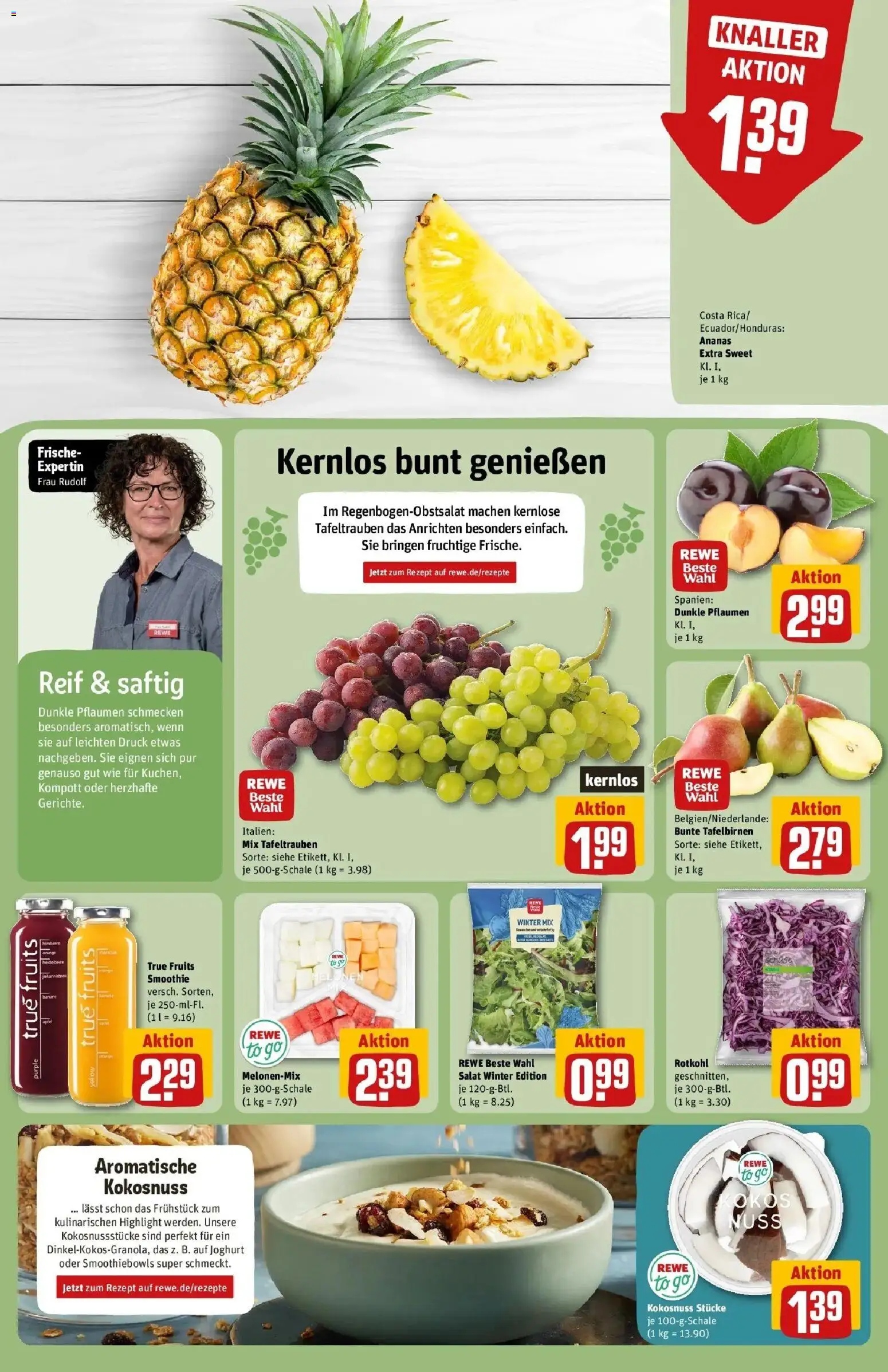 REWE Prospekt ab 05.10.2026 zum Blättern » Angebote | Seite: 8 | Produkte: Rotkohl, Joghurt, Ananas, Salat