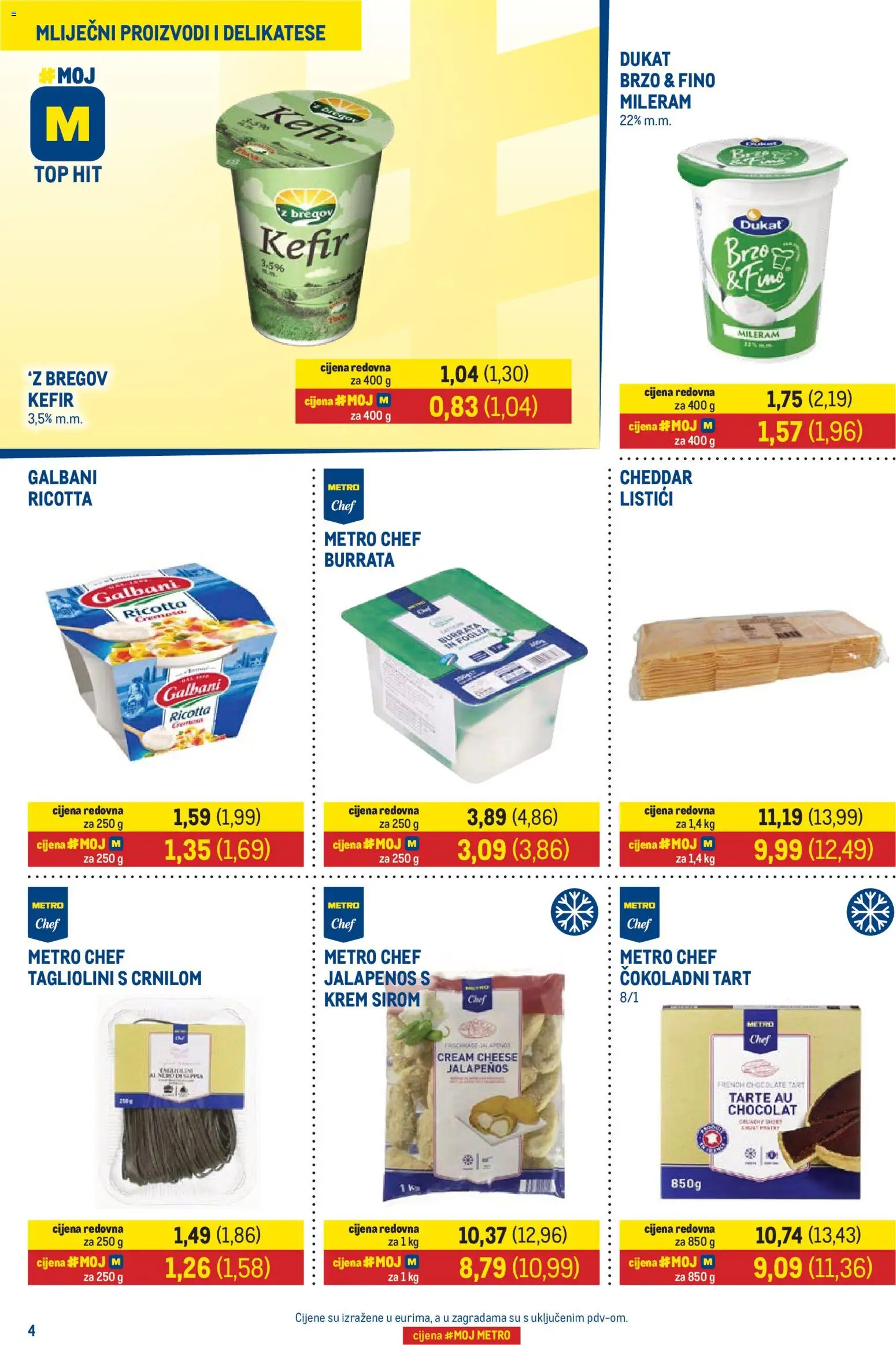Metro katalog | vrijedi od 03.08.2026 | Stranica: 4 | Proizvodi: Cheddar, Mliječni proizvodi, Kefir, Mileram