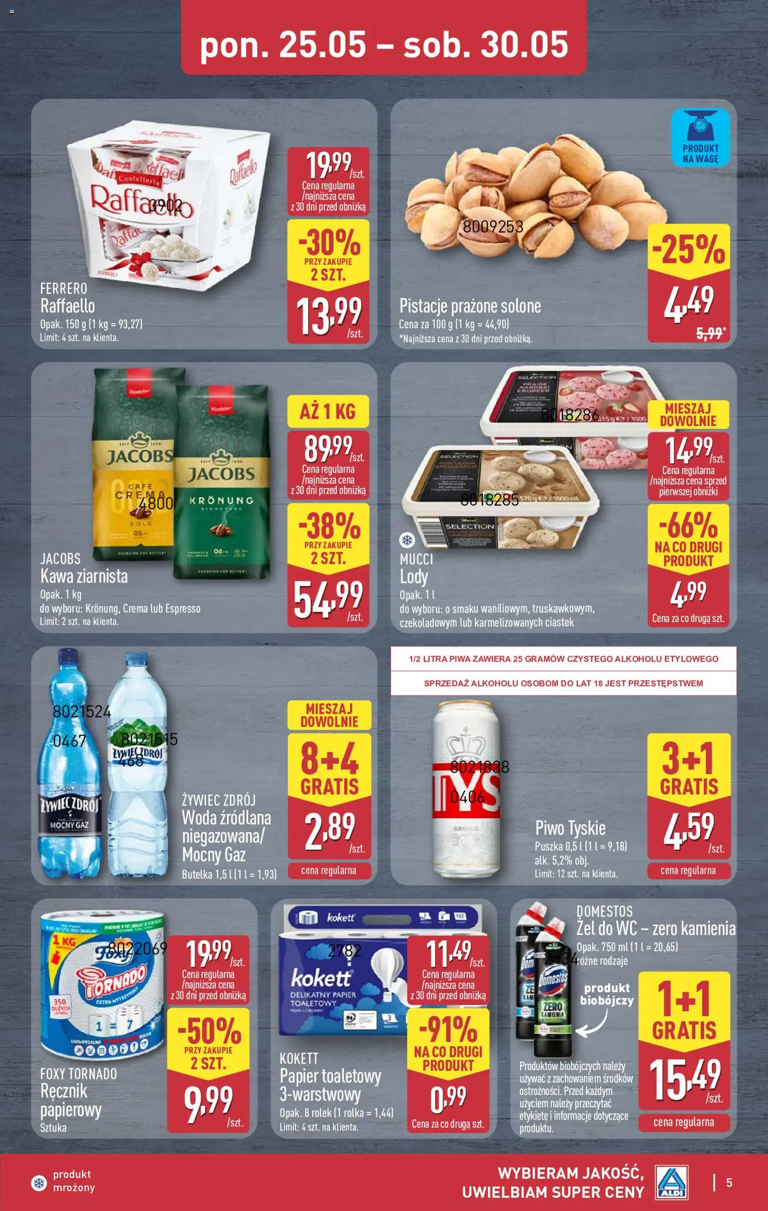 Aldi Polsko leták - Artykuły przemysłowe i tekstylia od 28.05.2026 | Strana: 5 | Produkty: Jacobs, Crema, Domestos, Wc