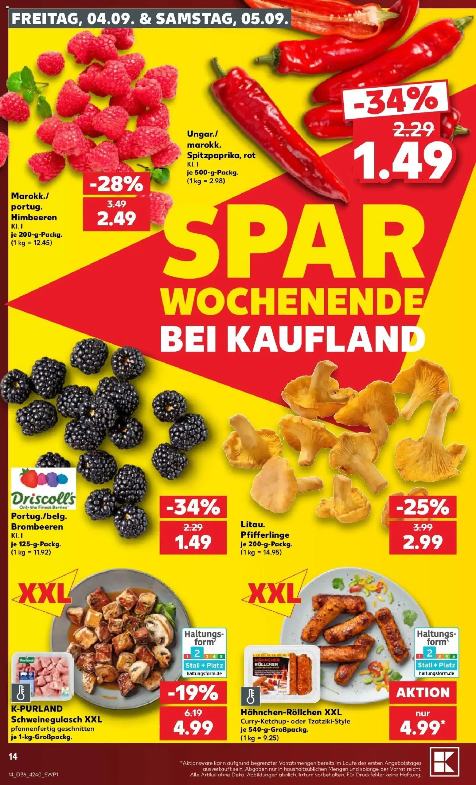 Prospekt Kaufland ab 31.08.2026 » Angebote Online zum Blättern | Seite: 23 | Produkte: Schweinegulasch, Himbeeren, Pfifferlinge