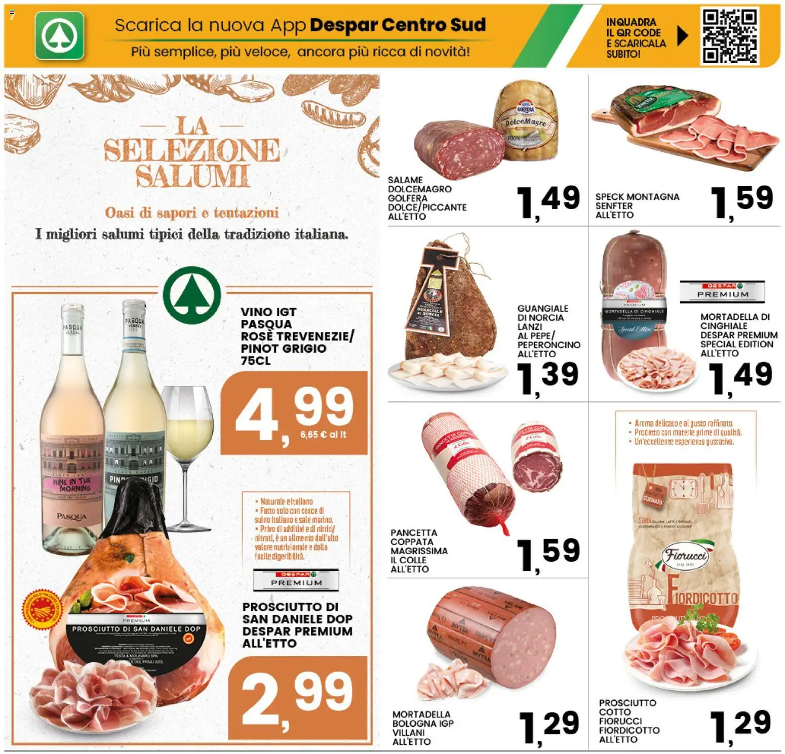 Volantino Interspar del 18.06.2026 | Pagina: 7 | Prodotti: Pancetta, The, Mortadella, Guanciale