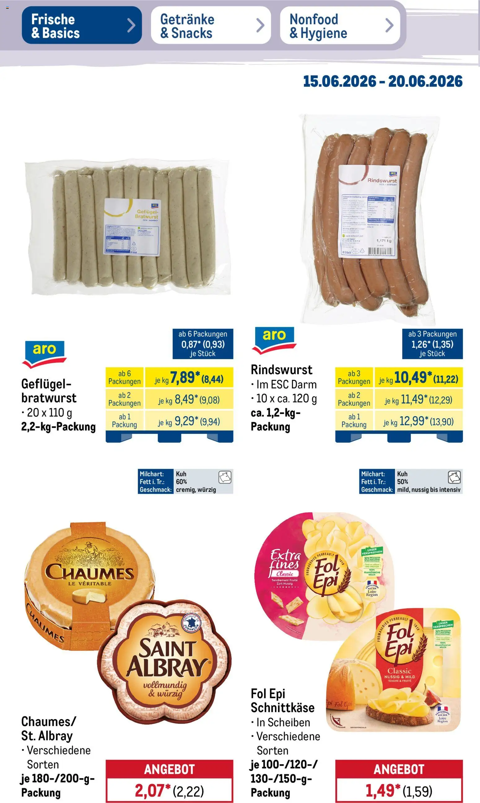 Metro Prospekt – gültig ab 15.06.2026 | Seite: 14 | Produkte: Milch, Bratwurst