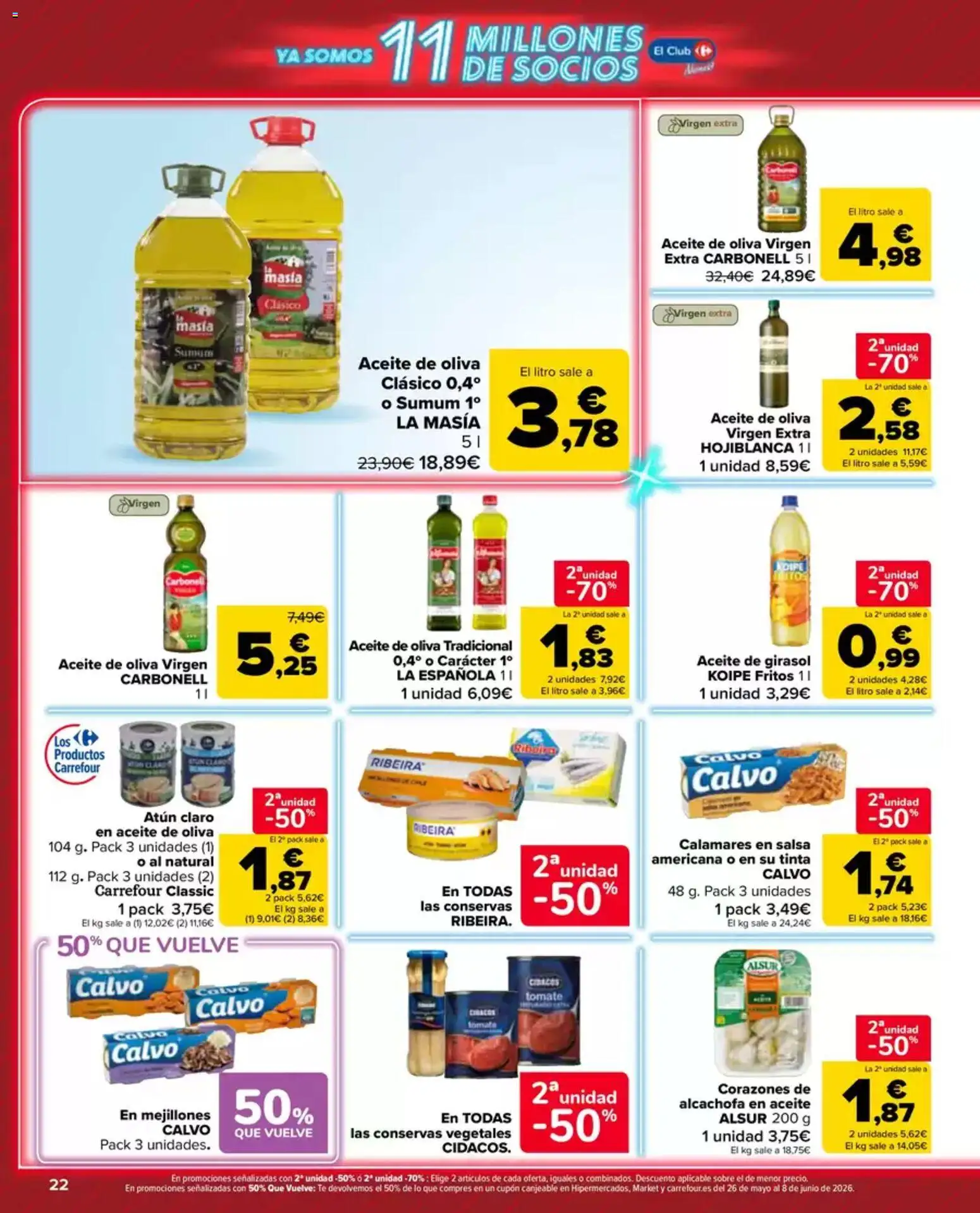 Carrefour Market folleto │ válido desde el 12.05.2026 | Página: 22 | Productos: Calamares, Té, Aceite de oliva virgen extra, Aceite de girasol