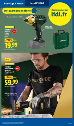 LIDL - Prévisualisation de PARKSIDE, PERFORMANCE, Meuleuse, d'angle sans fil, PARKSIDE PERFORMANCE Meuleuse d'angle sans fil valide à partir de 27/08/2026 | Page: 9 | Produits: Bricolage, Meuleuse d'angle, Meuleuse, Parkside performance meuleuse d'angle sans fil