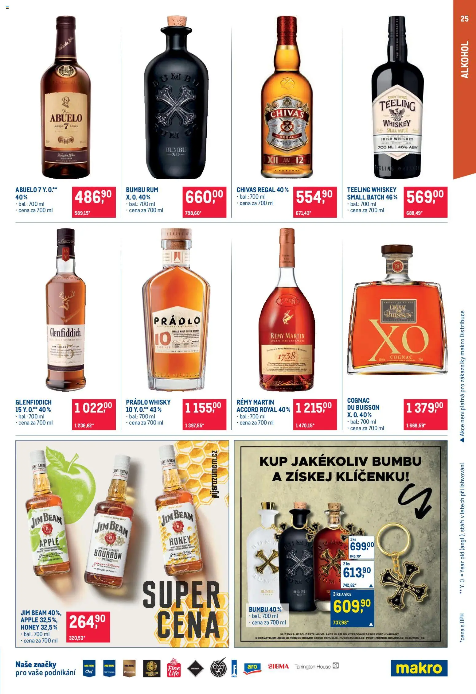 Makro leták - Pro milovníky jídla od 26.08.2026 | Strana: 25 | Produkty: Rum, Whiskey, Chivas Regal, Alkohol