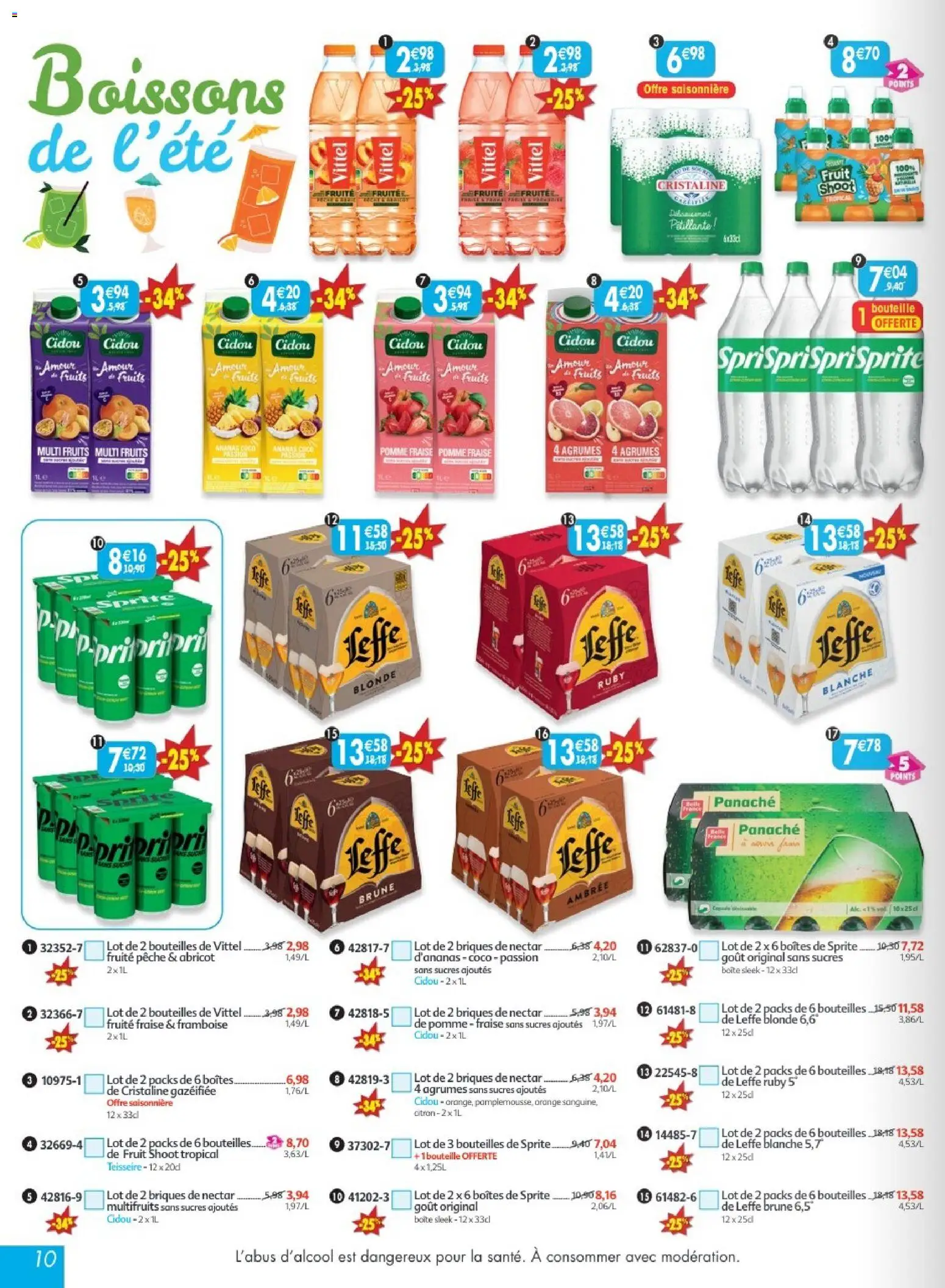 {H1} | Page: 10 | Produits: Abricot, Fraise, Briques, Vittel