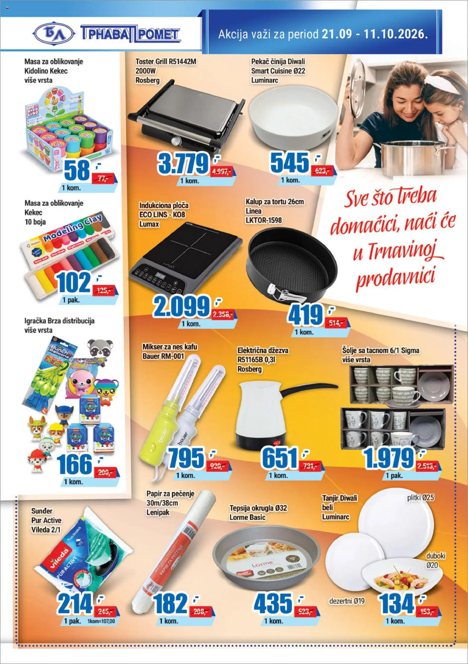 Trnava Promet katalog - važi od 21.09.2026 | Strana: 16 | Proizvode: Papir za pečenje, Sto, Džezva, Vileda