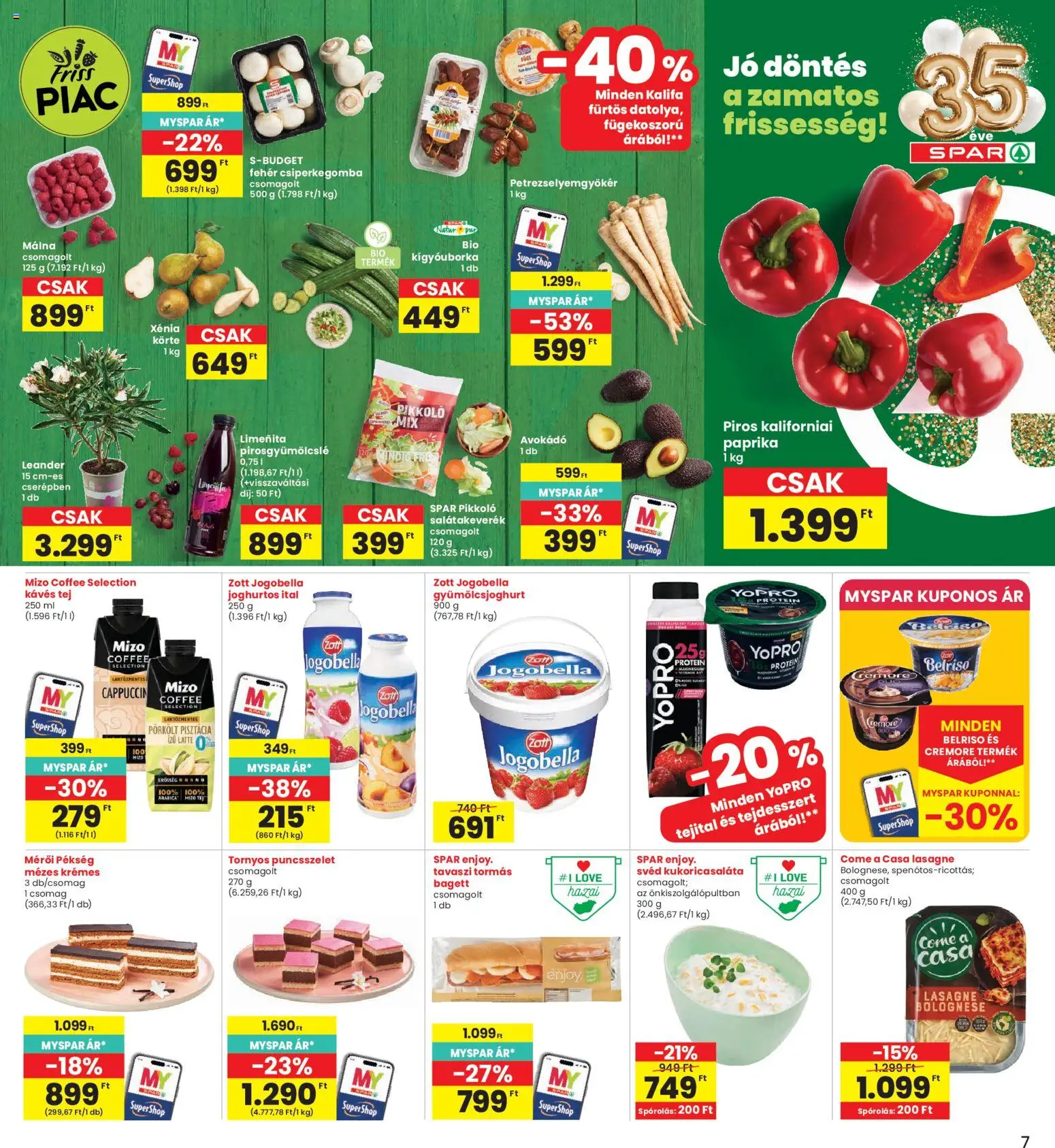 Interspar akciós ujság - amely érvényes a következő dátumtól: 16.04.2026 | Oldal: 7 | Termékek: Körte, Csiperkegomba, Málna, Avokádó