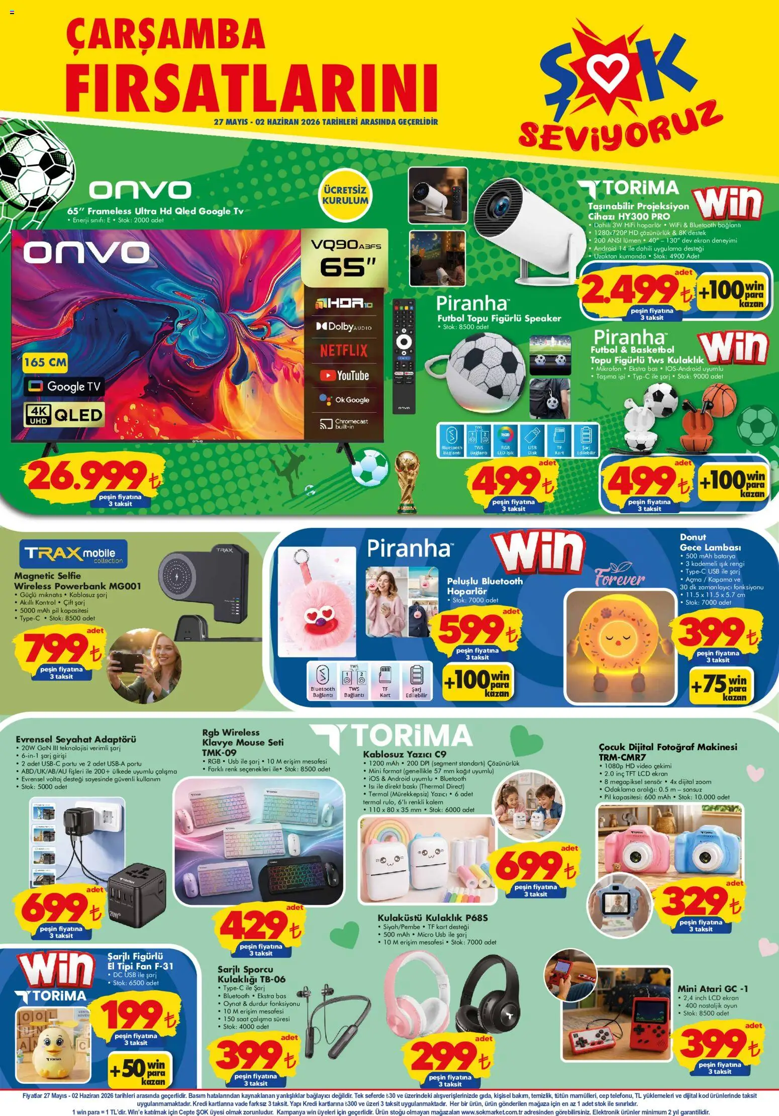 Şok Market Katalog - 27.05.2026 tarihinden itibaren geçerlidir | Sayfa: 1 | Ürünler: TV, Klavye, Video, Oyun konsolu