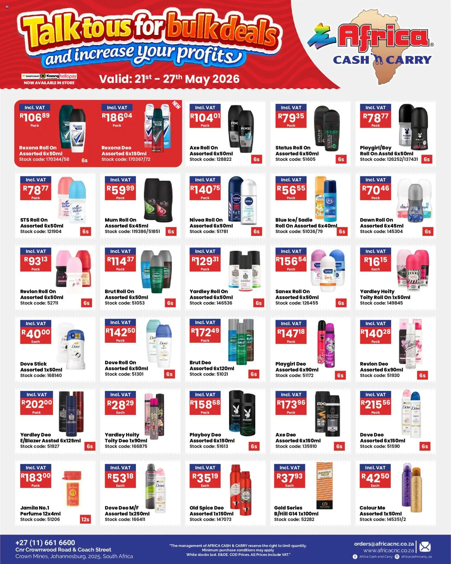 New Africa Cash & Carry catalogue – valid from 21.05.2026 | Page: 7 | Products: Perfume, Stock