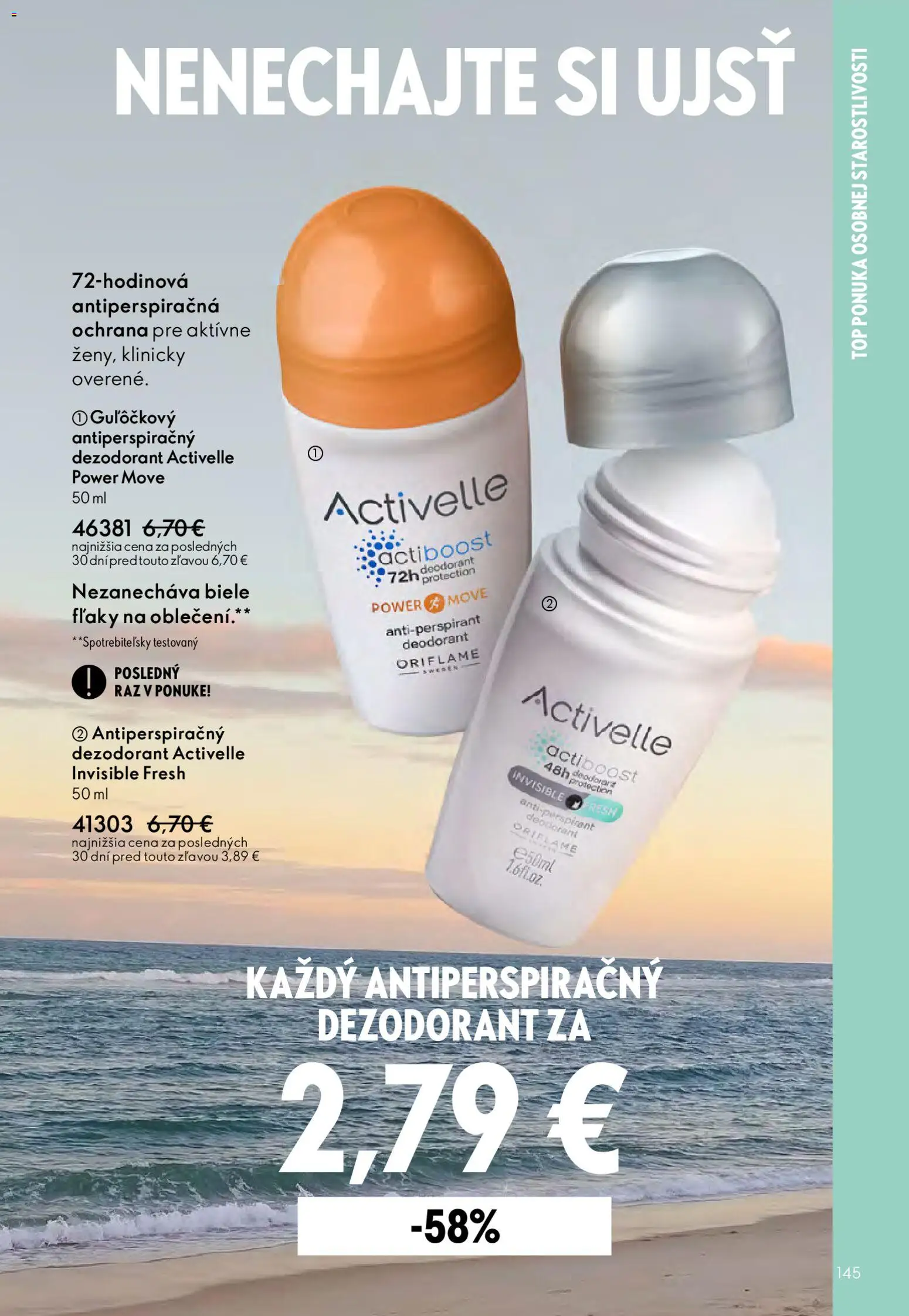 Nové Oriflame akcie – leták je platný od 27.05.2026 | Strana: 145 | Produkty: Dezodorant, Antiperspirant