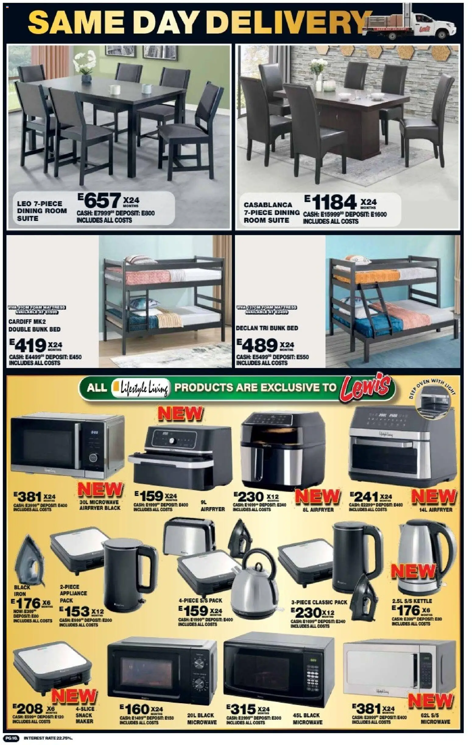 New Lewis Stores catalogue – valid from 10/08/2026 | Page: 10 | Products: Oven, Light, Double bunk, Foam