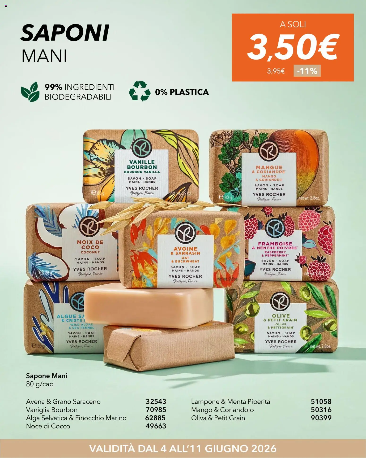 Volantino Yves Rocher del 04.06.2026 | Pagina: 4 | Prodotti: Sapone, Bourbon, Cocco, Menta