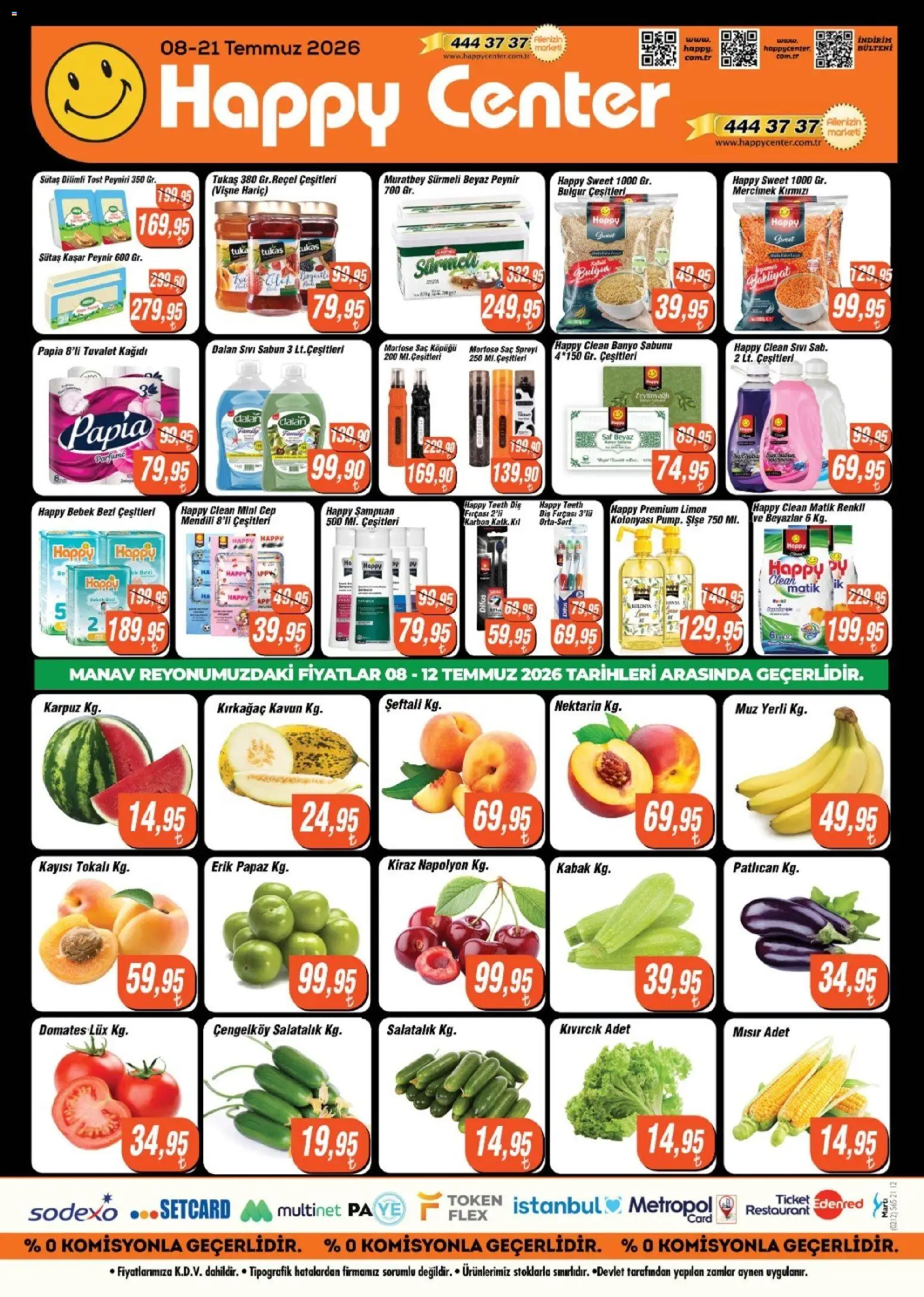Happy Center Katalog - 08 Temmuz 2026 tarihinden itibaren geçerlidir | Sayfa: 8 | Ürünler: Tuvalet, Ravioli, Kayısı, Şeftali