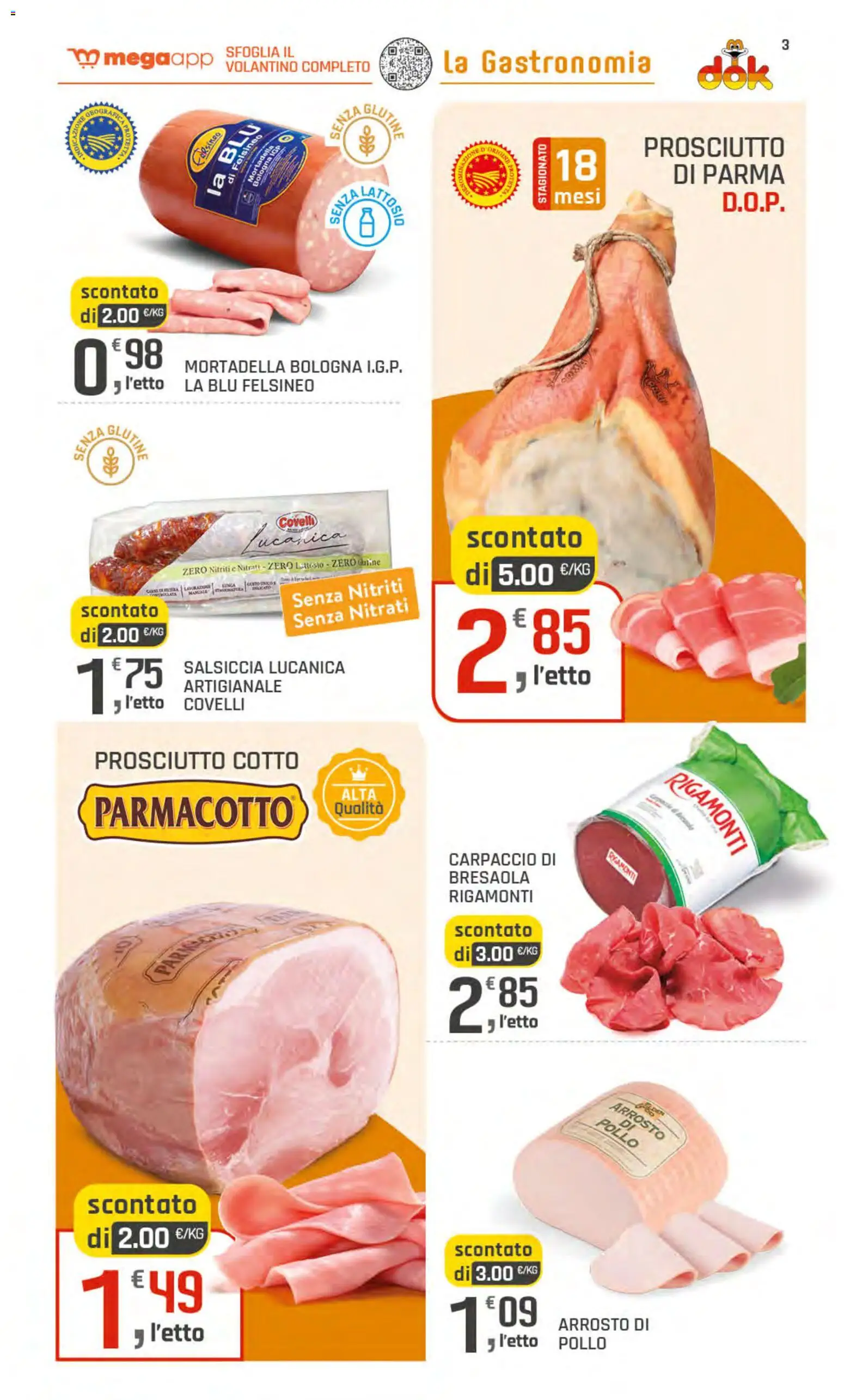 Volantino DOK del 11.06.2026 | Pagina: 3 | Prodotti: Arrosto, Prosciutto Cotto, Pollo, Bresaola