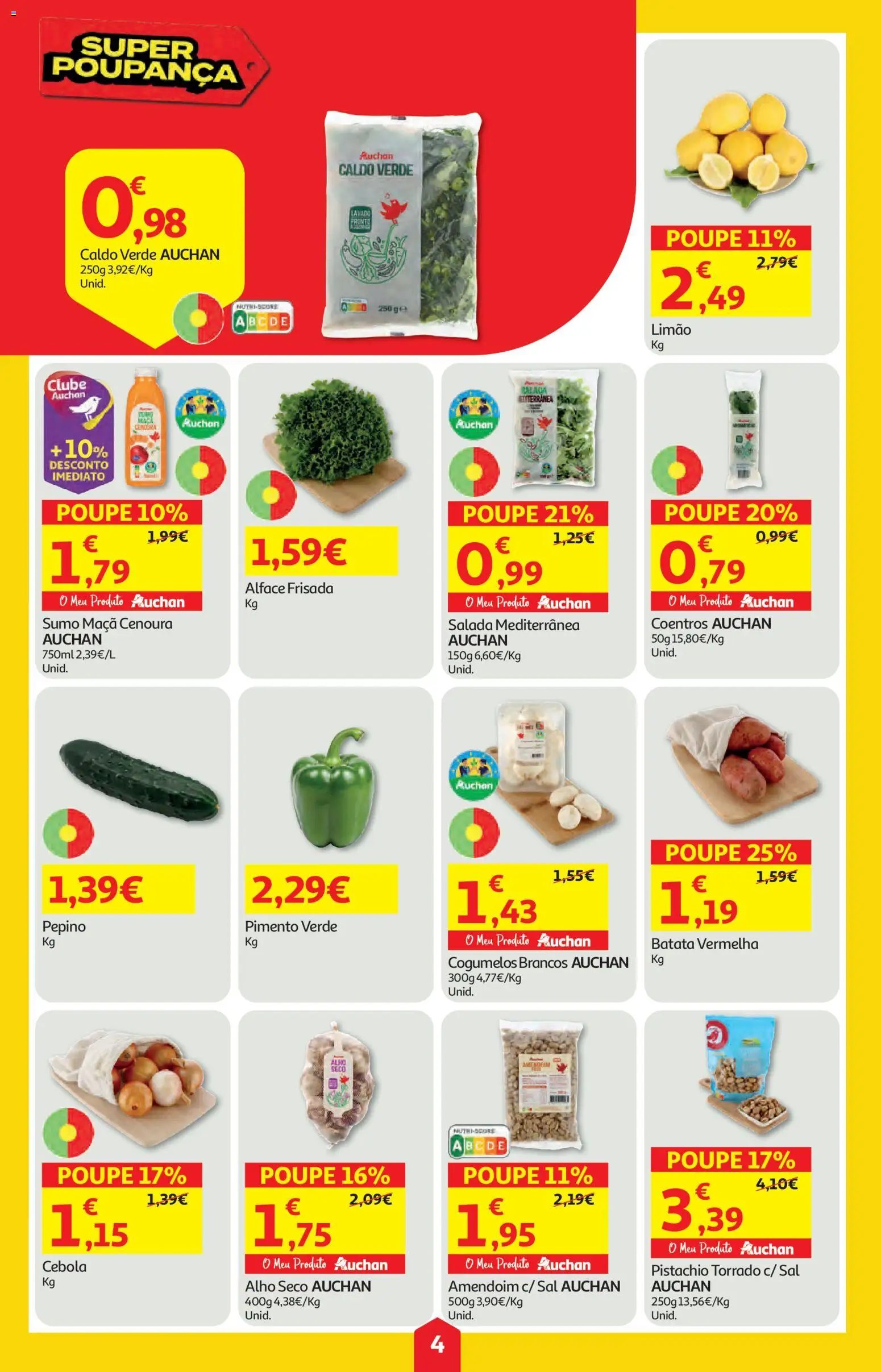 Auchan folheto │ válido de 18.06.2026 | Página: 4 | Produtos: Cebola, Sumo, Salada, Alface