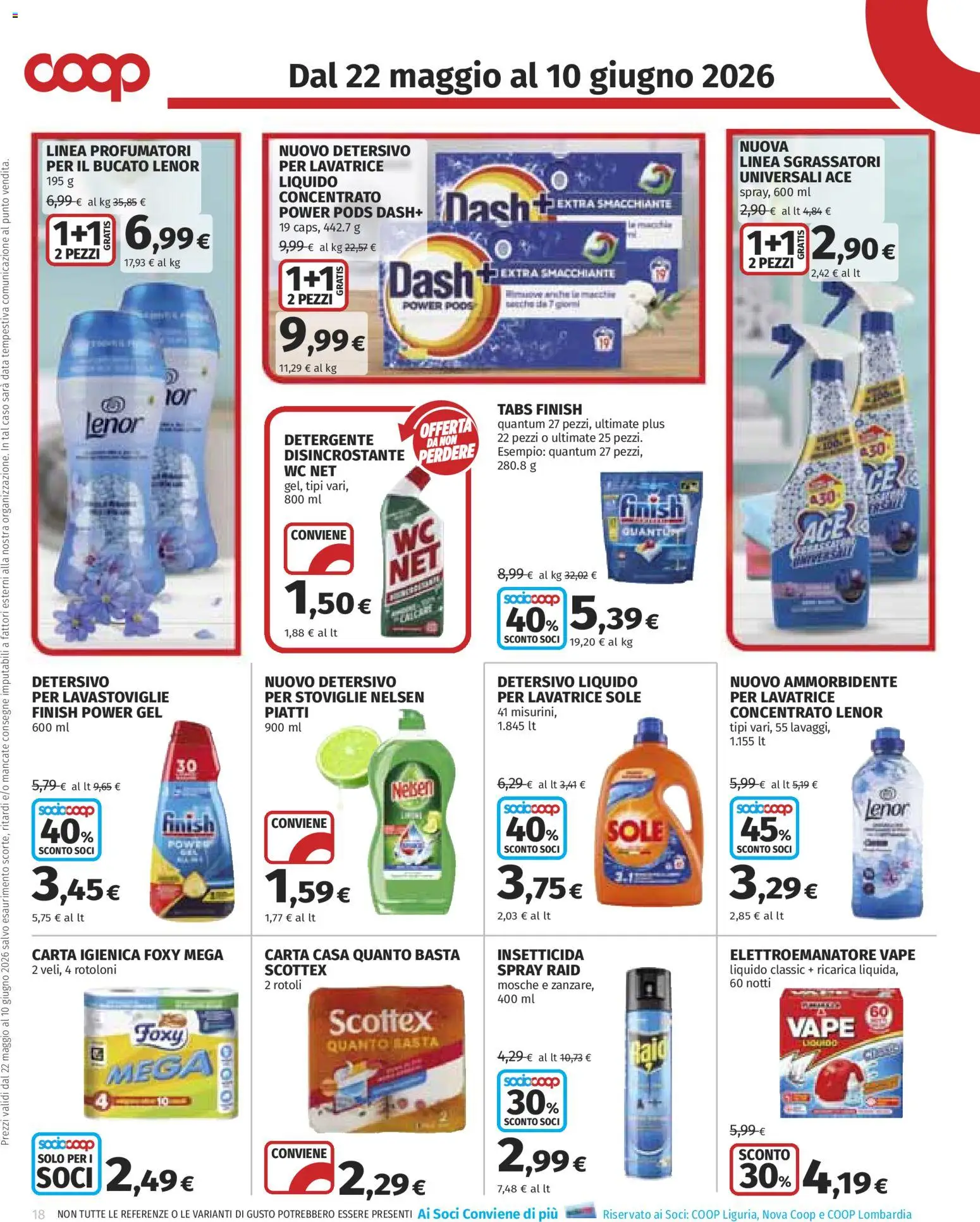 Volantino COOP del 22.05.2026 | Pagina: 18 | Prodotti: Ammorbidente, Lavatrice, Data, Insetticida