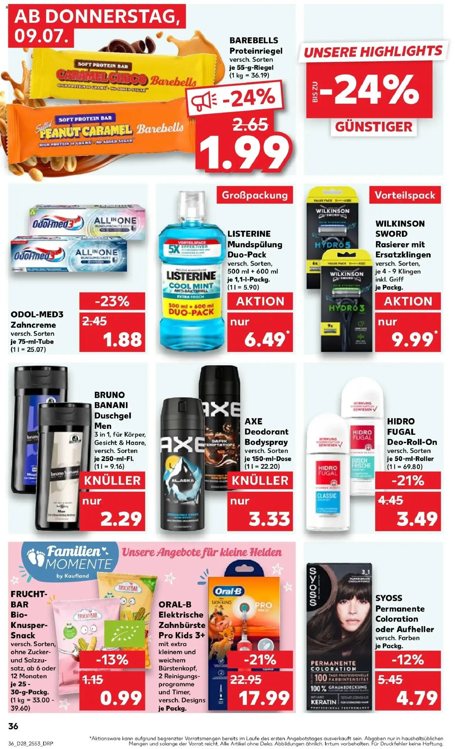 Kaufland Prospekt Oppenheim – gültig ab 09.07.2026 | Seite: 36 | Produkte: Aufheller, Deodorant, Zahnbürste, Listerine