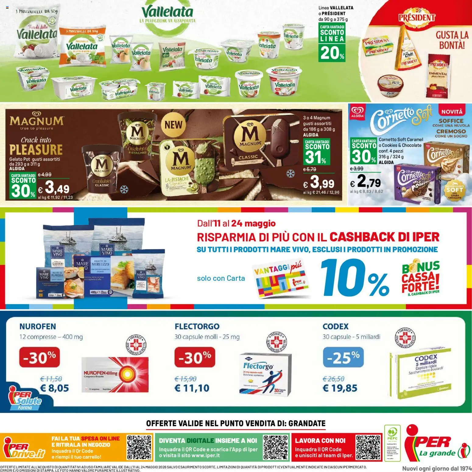 Volantino Iper del 11.05.2026 | Pagina: 32 | Prodotti: Cornetto, Merluzzo, Latte, Carrello