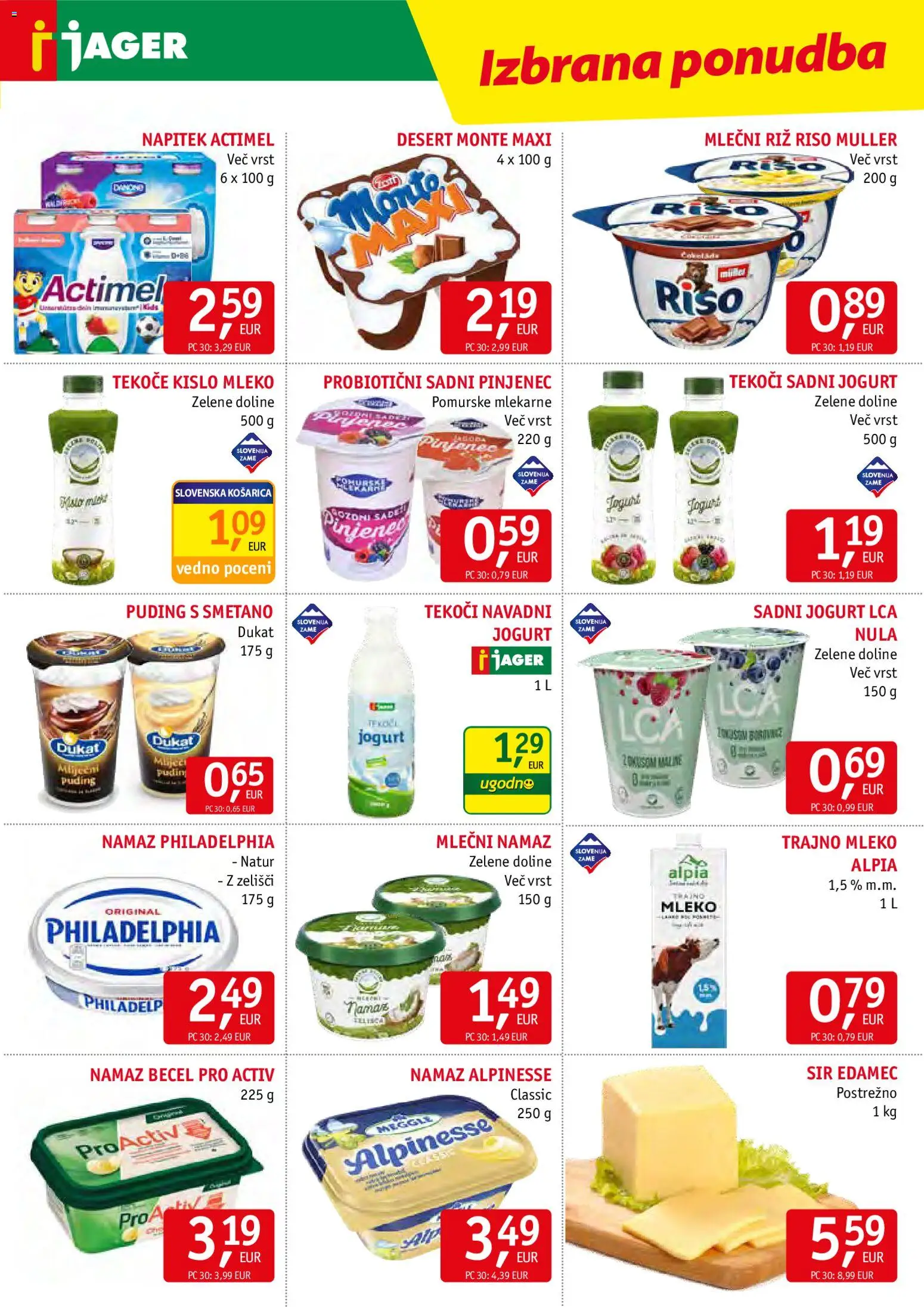Novi Jager katalog ponudbe – veljaven od 12.08.2026 | Stran: 5 | Izdelki: Mlečni riž, Namaz, Jogurt, Maline
