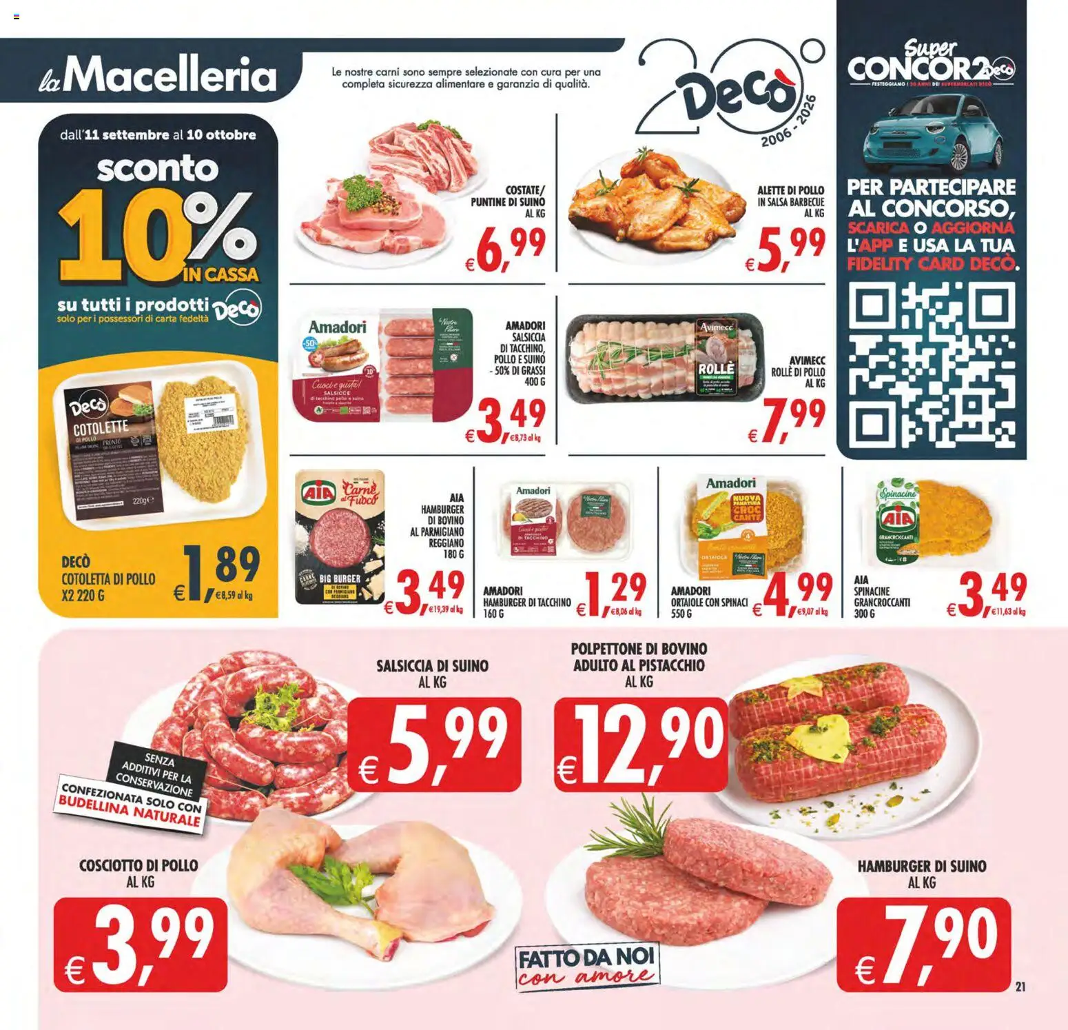 Volantino Decò del 22/09/2026 | Pagina: 21 | Prodotti: Salsa, Carne, Cotolette di pollo, Salsicce