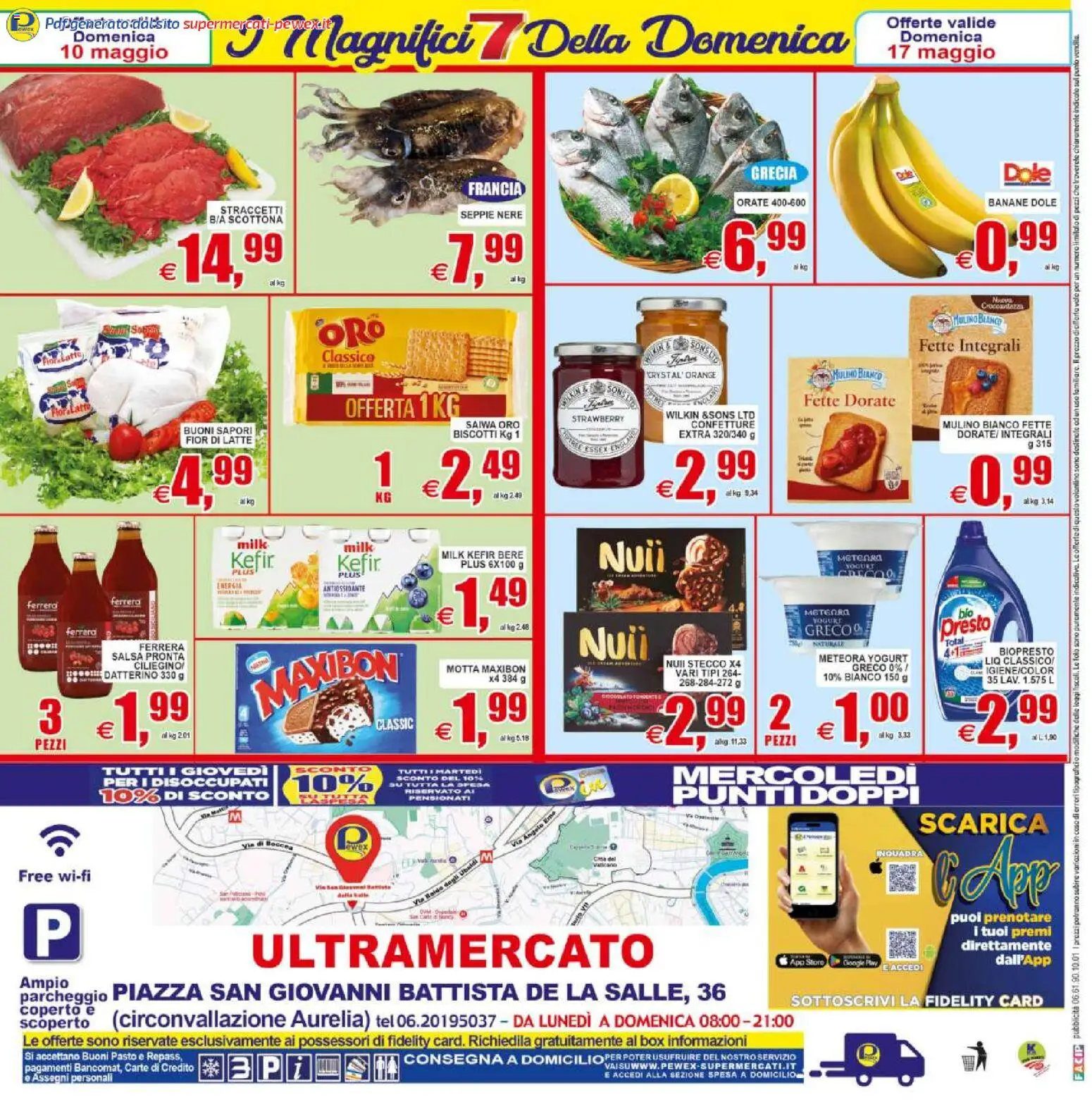 Volantino Pewex del 08.05.2026 | Pagina: 24 | Prodotti: Yogurt, Banane, Biscotti, Latte