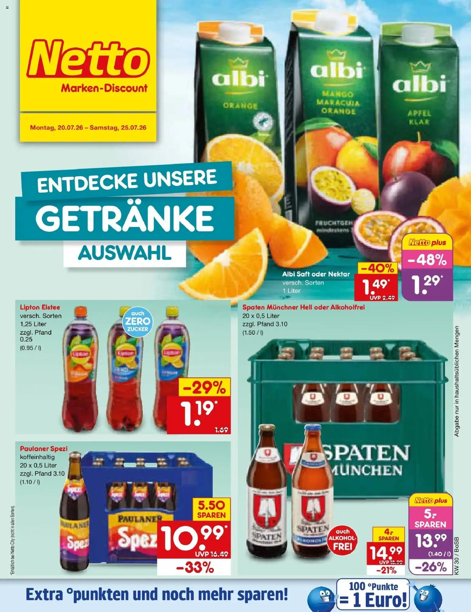 Netto Marken-Discount Prospekt Stadtlohn – gültig ab 20.07.2026 | Seite: 54 | Produkte: Paulaner spezi, Zucker, Mango, Saft