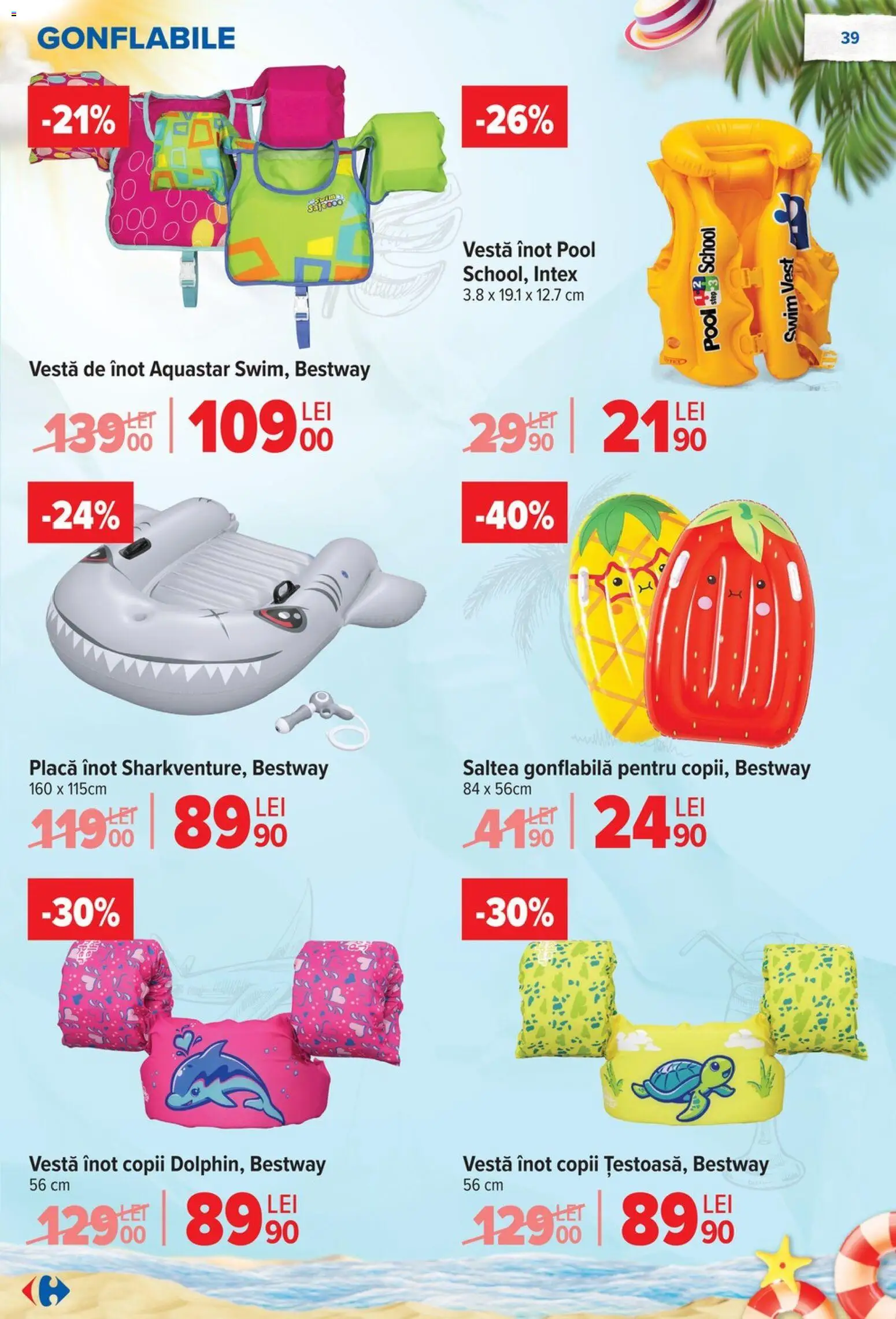 Noul catalog Carrefour – valabil de la 17.06.2026 | Pagină: 40 | Produse: Saltea, Saltea gonflabilă, Vestă