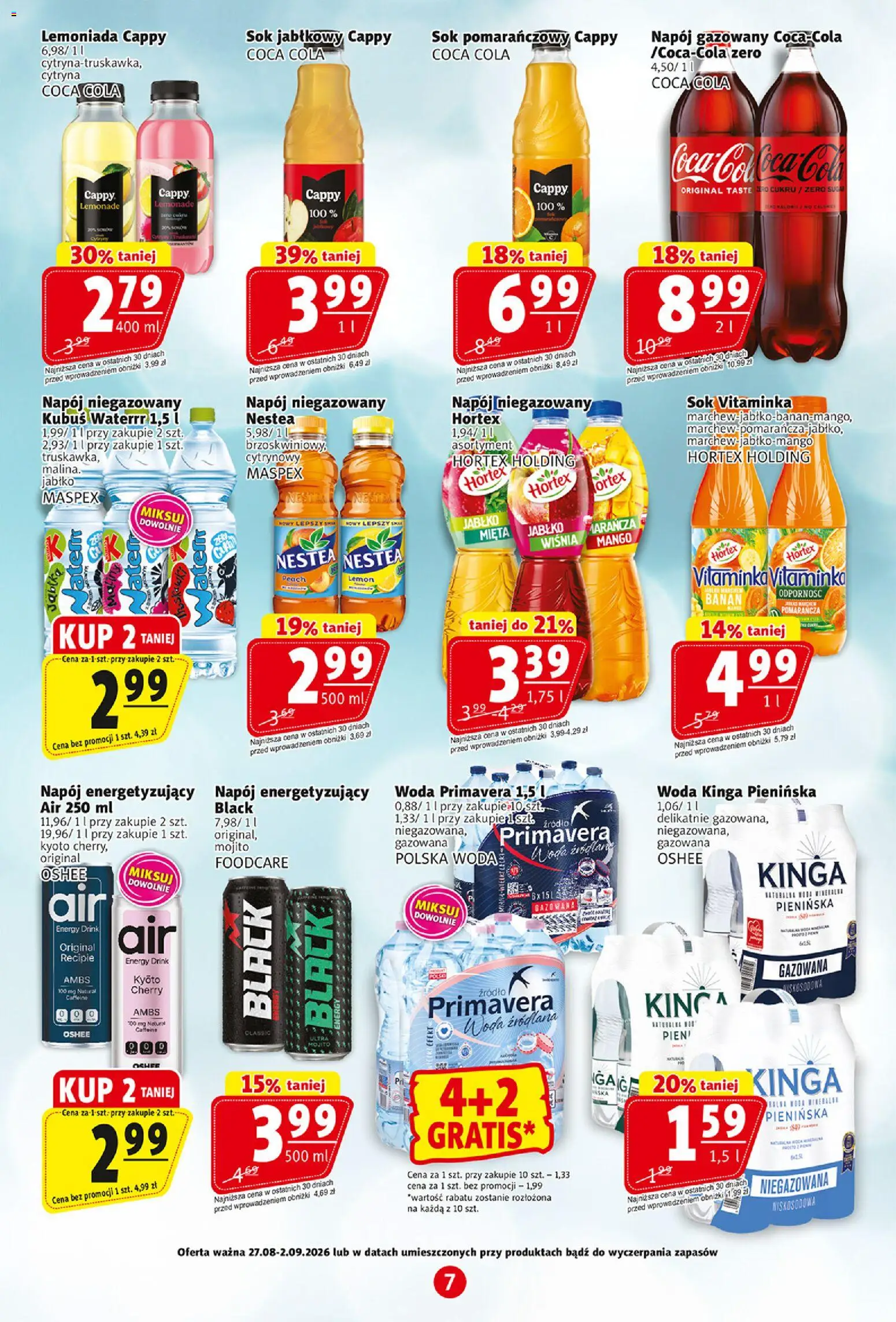 Prim Market gazetka od 27.08.2026 | Strona: 7 | Produkty: Sok pomarańczowy, Sok jabłkowy, Oshee, Mięta