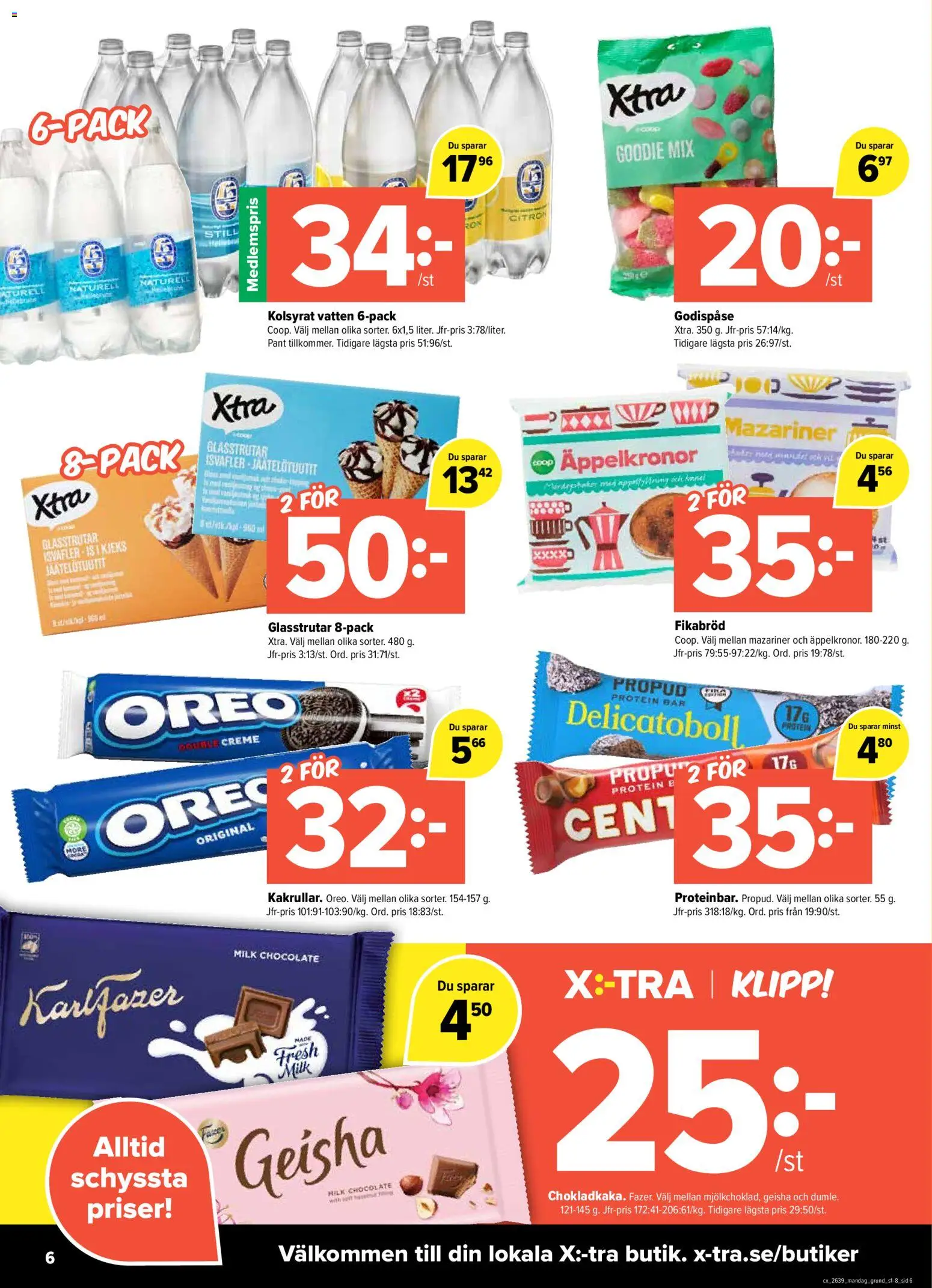 Coop Daglivs reklamblad aktuell från 21/09/2026 | Sida: 6 | Produkter: Is, Geisha, Oreo, Vatten